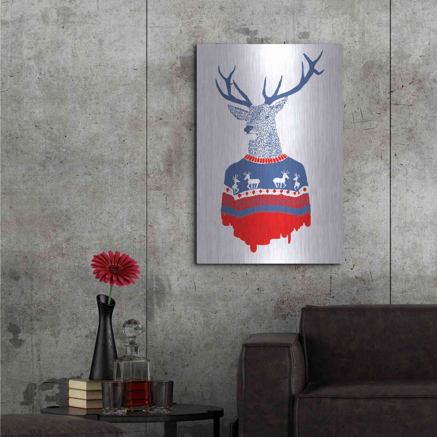 Luxe Metal Art 'Ugly Winter Pullover' by Robert Farkas, Metal Wall Art,24x36