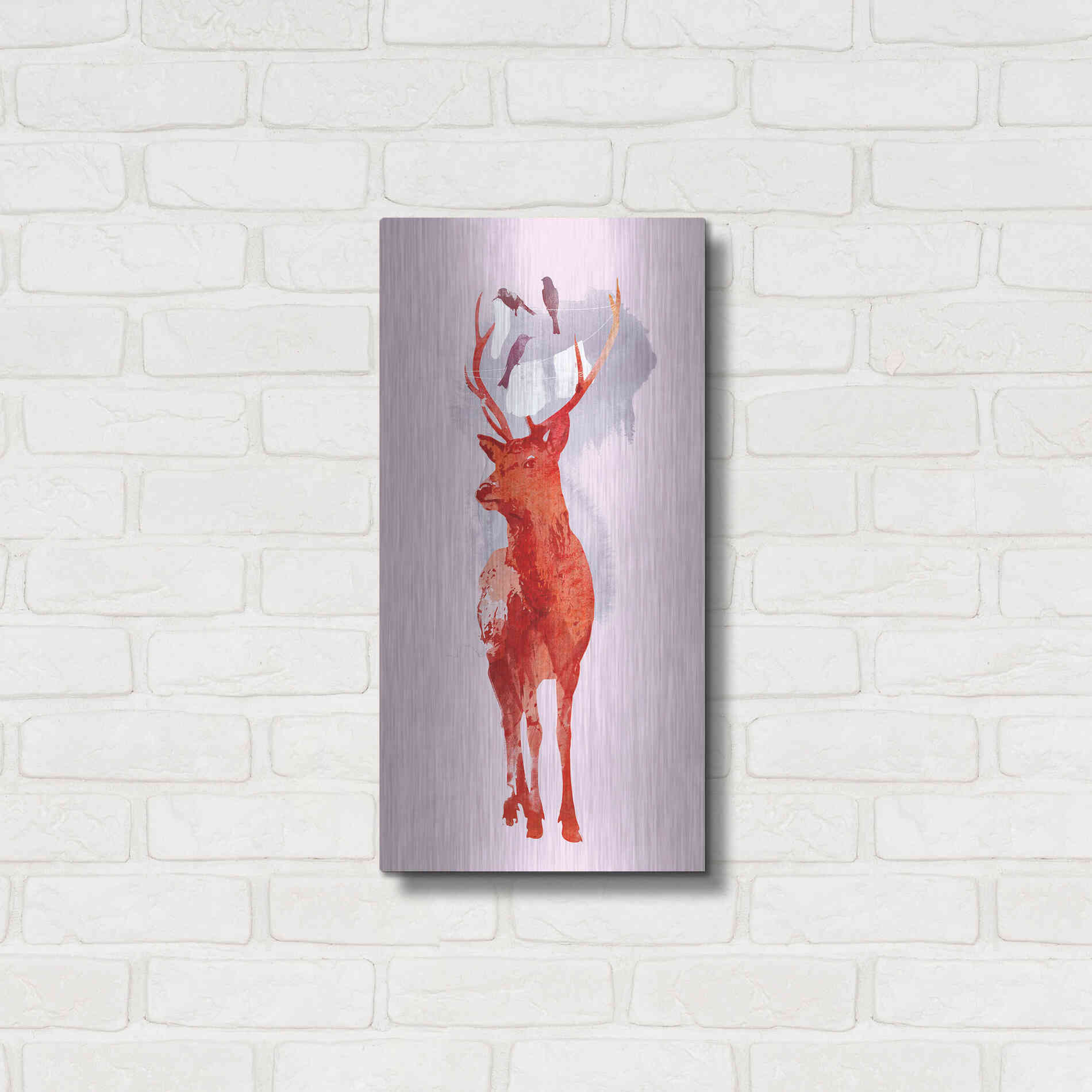 Luxe Metal Art 'Useless Deer' by Robert Farkas, Metal Wall Art,12x24