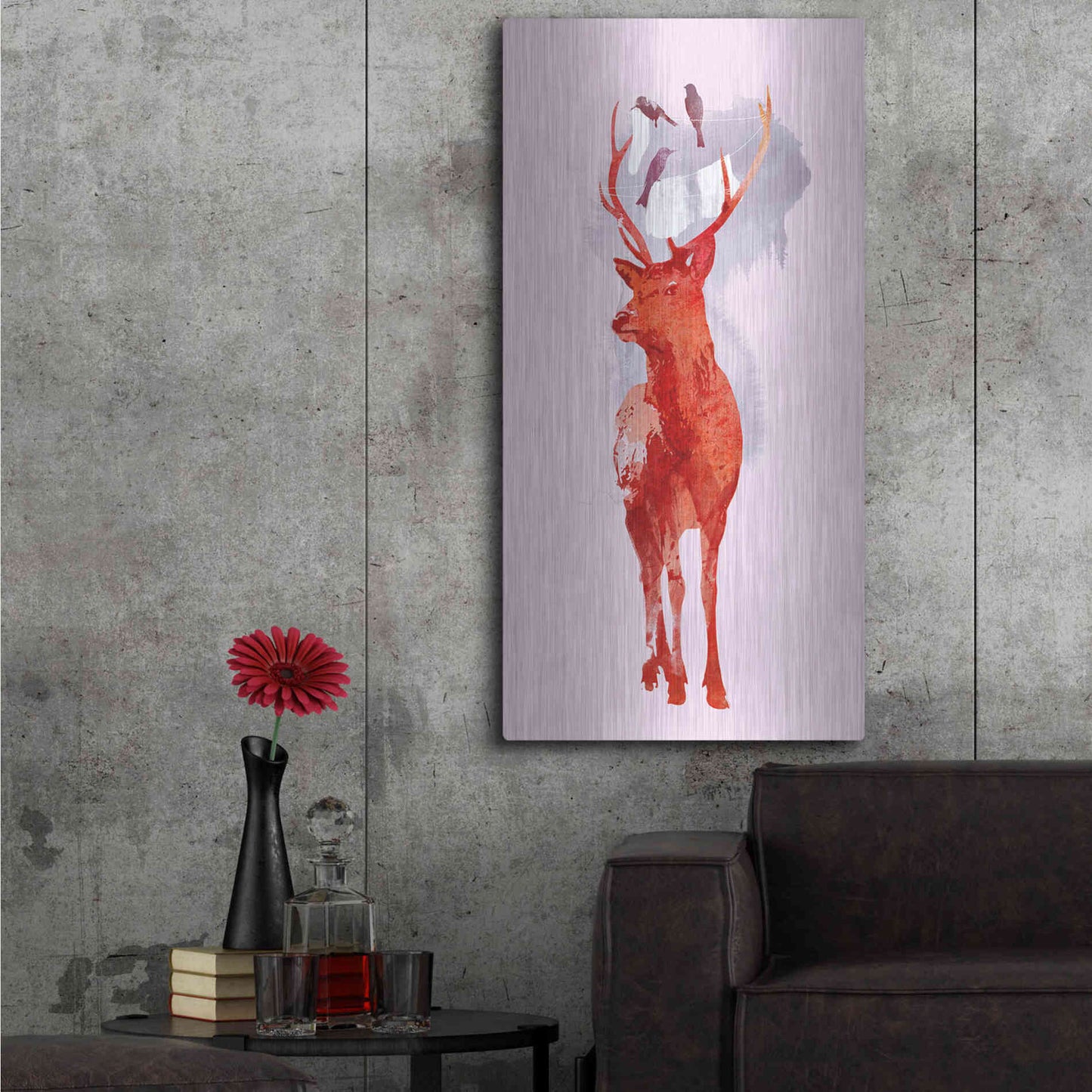 Luxe Metal Art 'Useless Deer' by Robert Farkas, Metal Wall Art,24x48