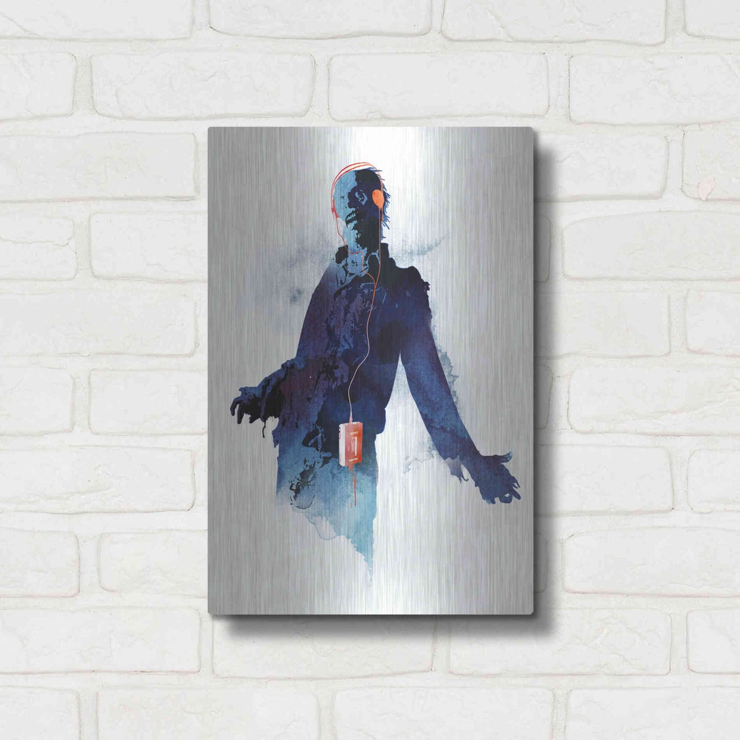 Luxe Metal Art 'Walkman Dead' by Robert Farkas, Metal Wall Art,12x16