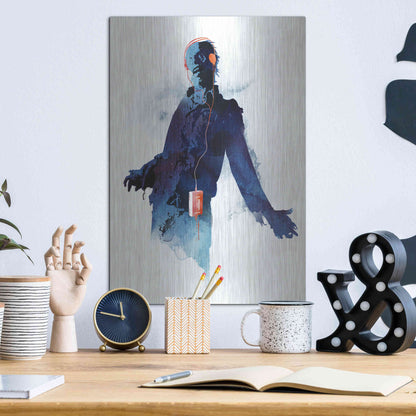 Luxe Metal Art 'Walkman Dead' by Robert Farkas, Metal Wall Art,12x16