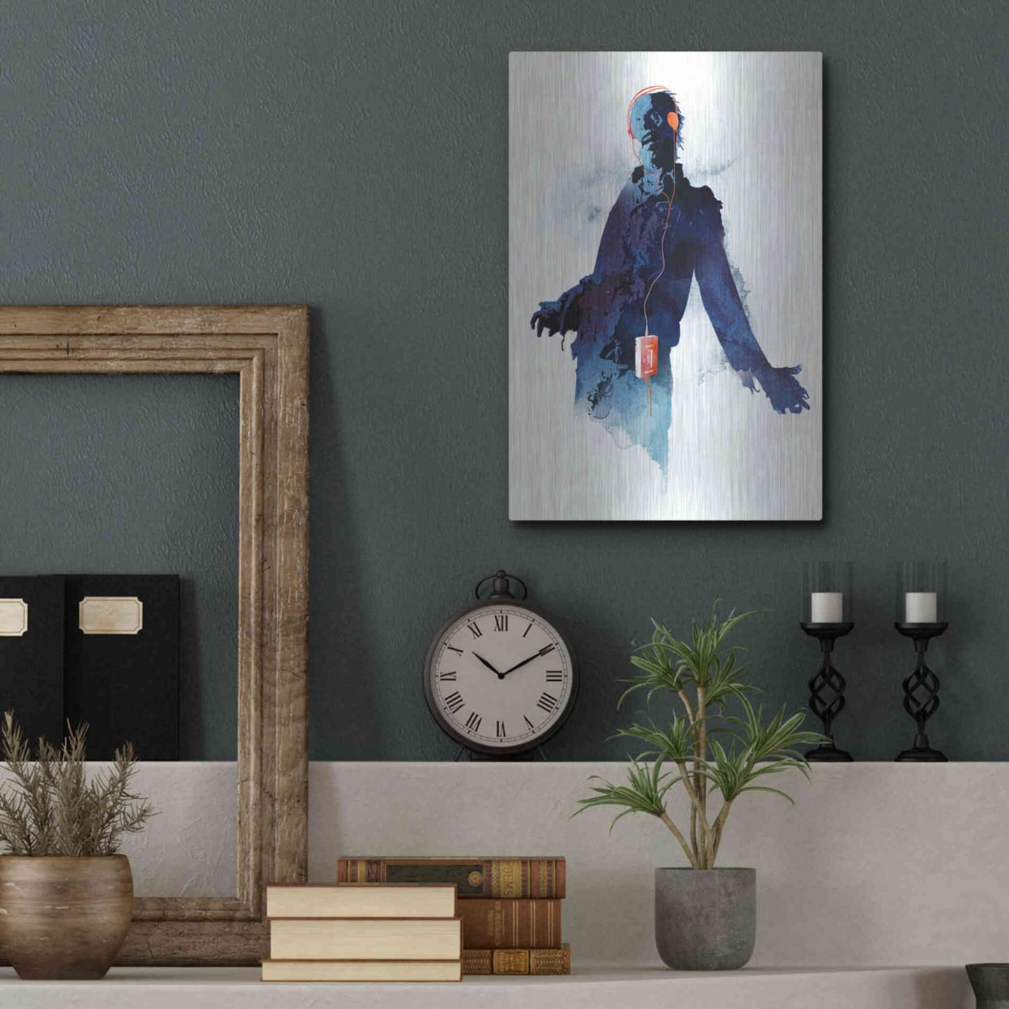 Luxe Metal Art 'Walkman Dead' by Robert Farkas, Metal Wall Art,12x16