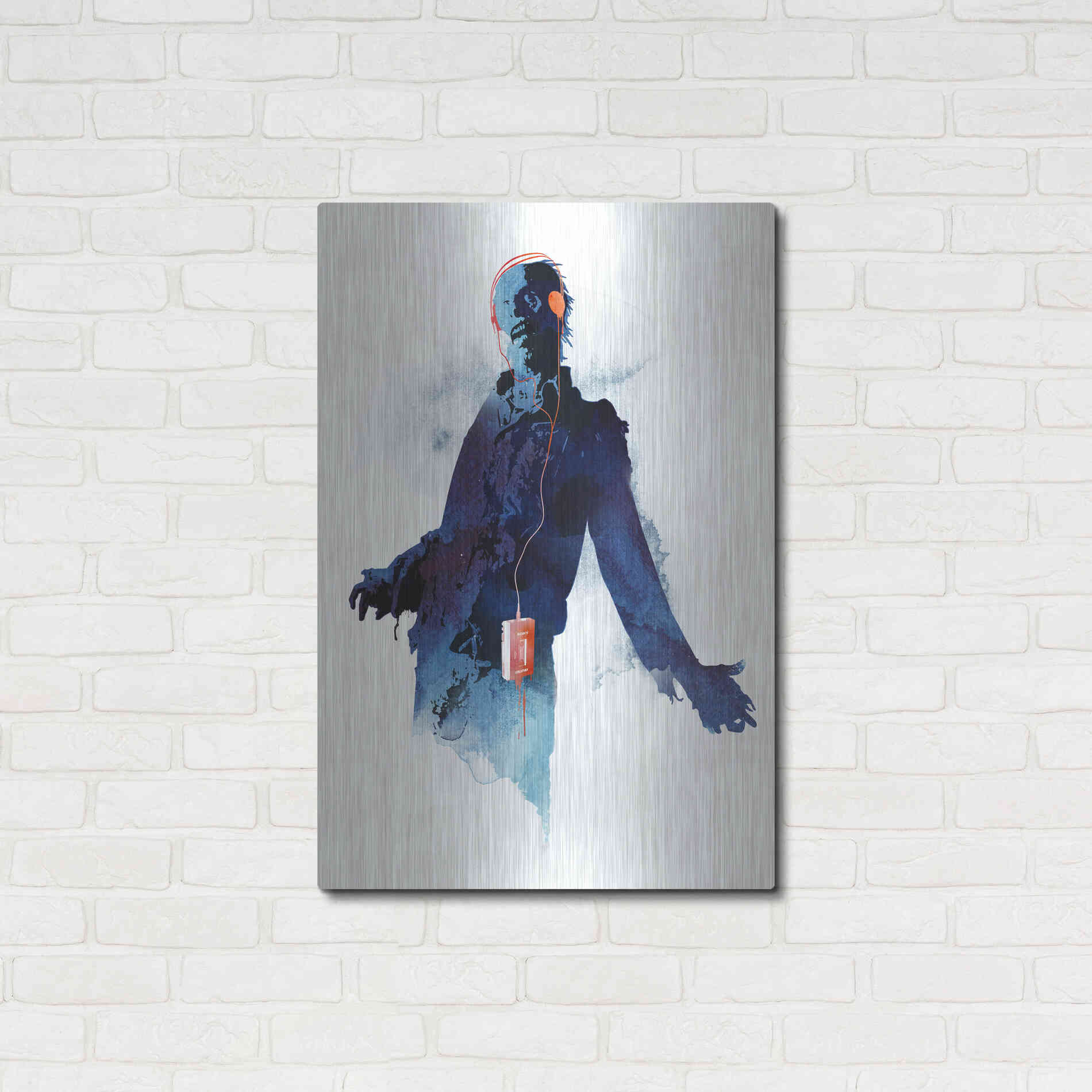 Luxe Metal Art 'Walkman Dead' by Robert Farkas, Metal Wall Art,24x36