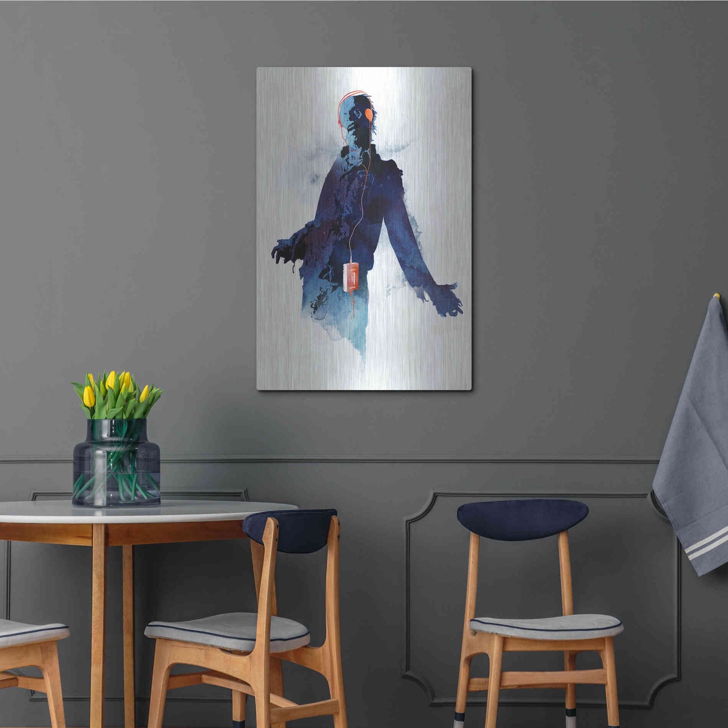 Luxe Metal Art 'Walkman Dead' by Robert Farkas, Metal Wall Art,24x36