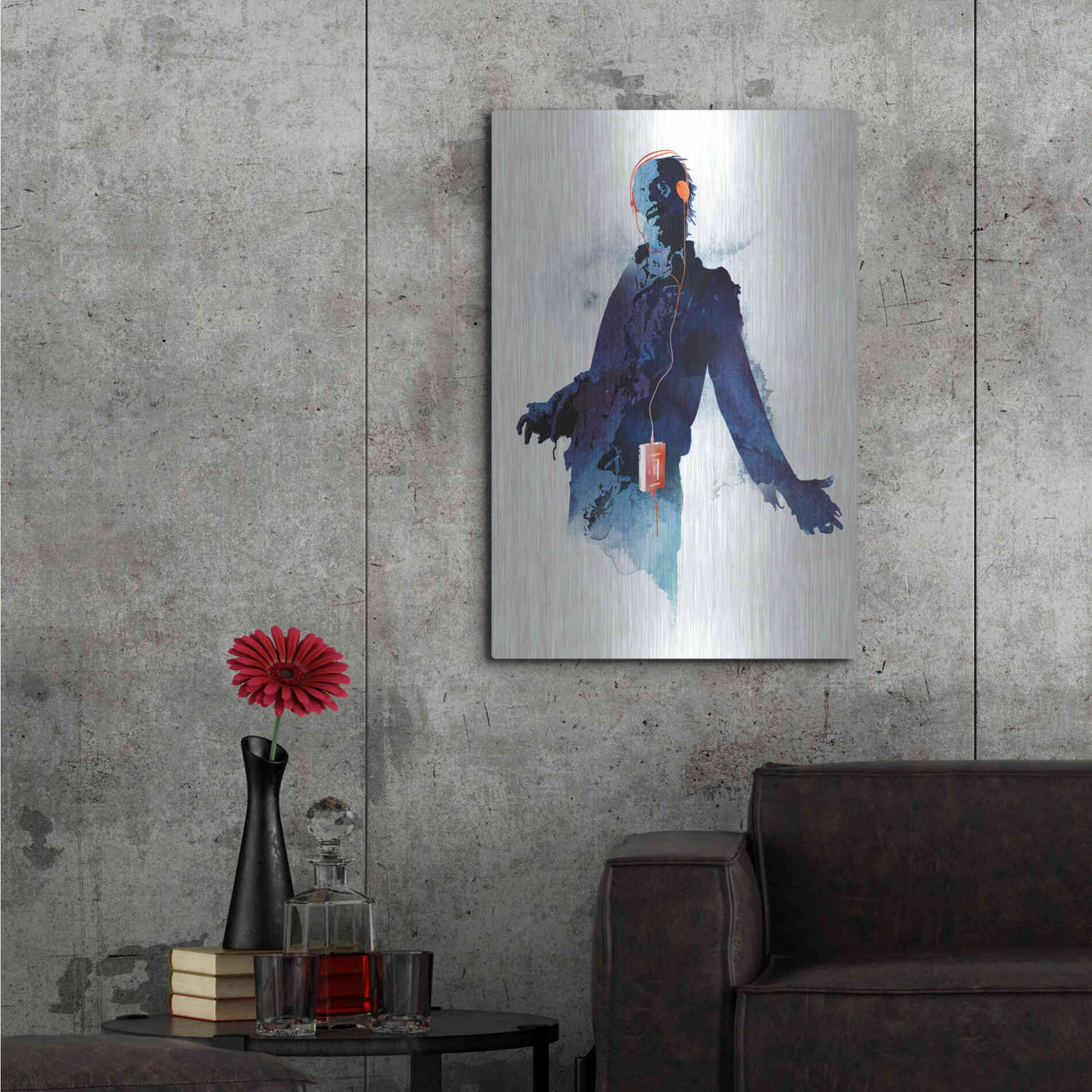 Luxe Metal Art 'Walkman Dead' by Robert Farkas, Metal Wall Art,24x36