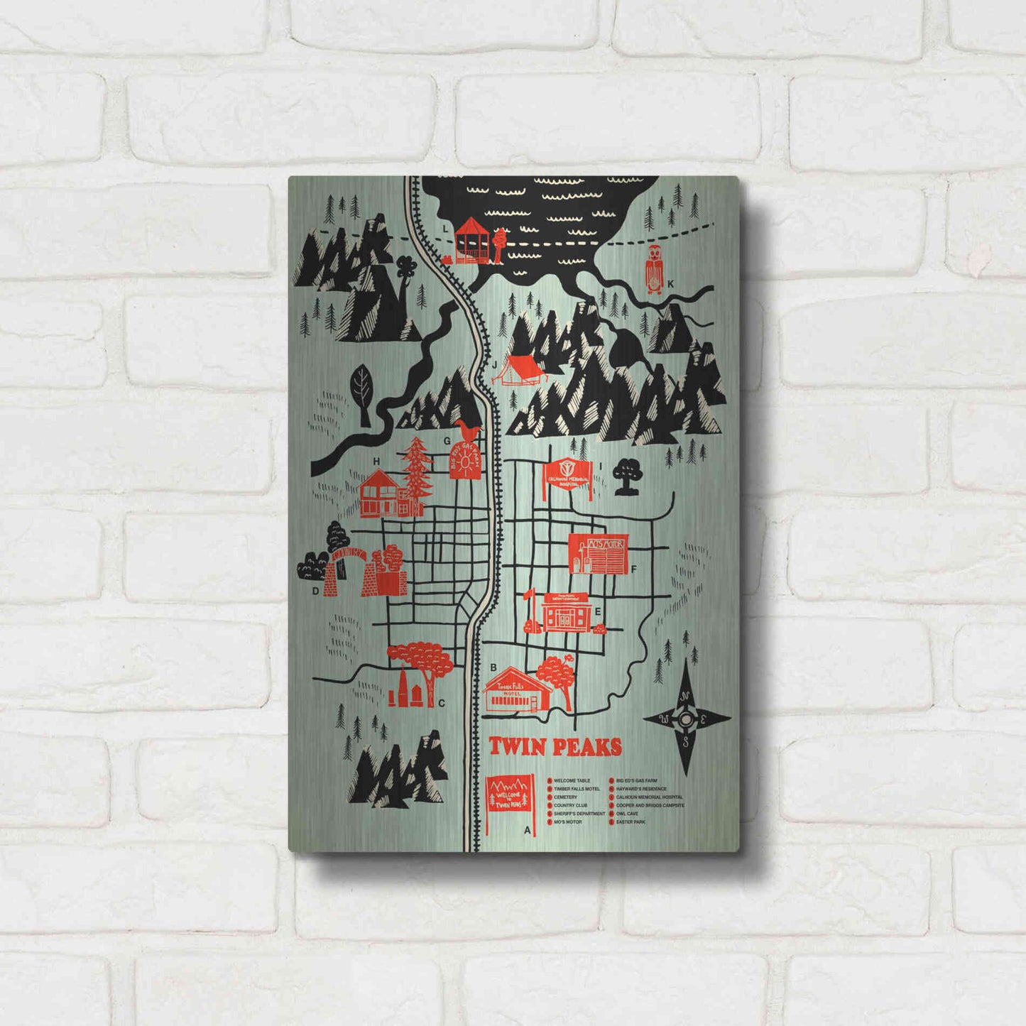 Luxe Metal Art 'Welcome to Twinpeaks' by Robert Farkas, Metal Wall Art,12x16