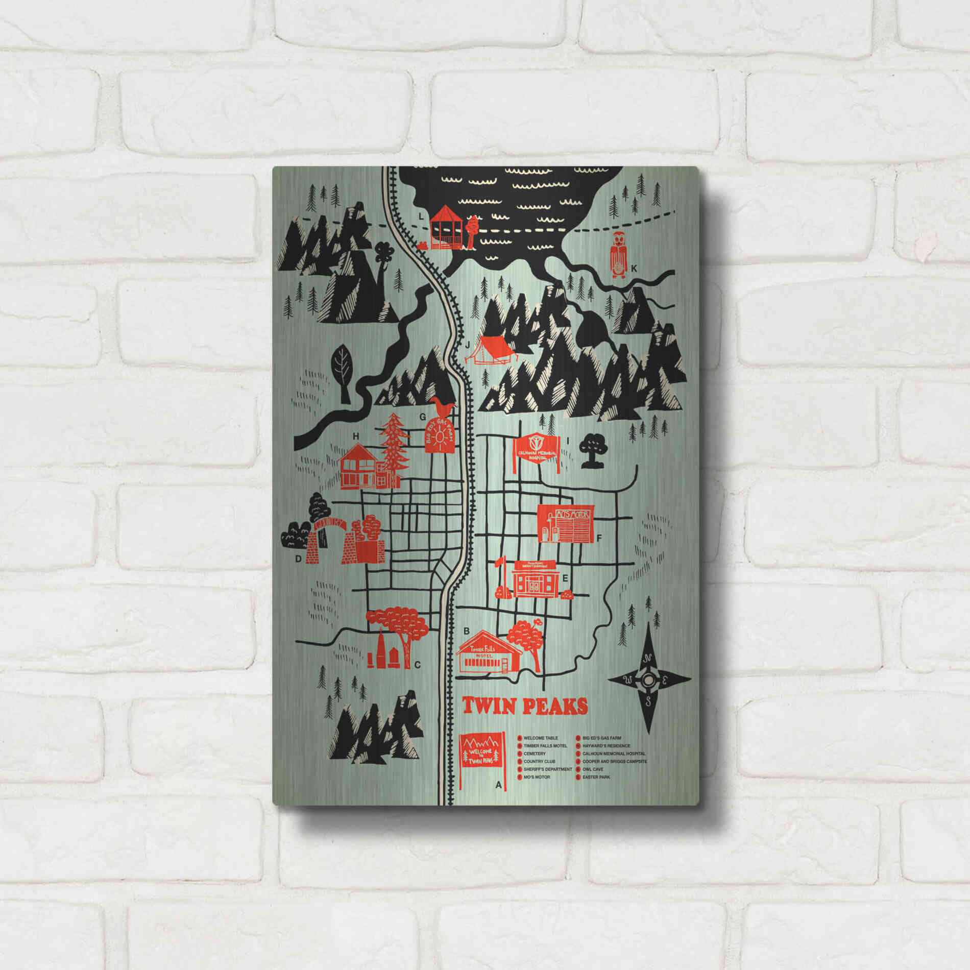 Luxe Metal Art 'Welcome to Twinpeaks' by Robert Farkas, Metal Wall Art,12x16