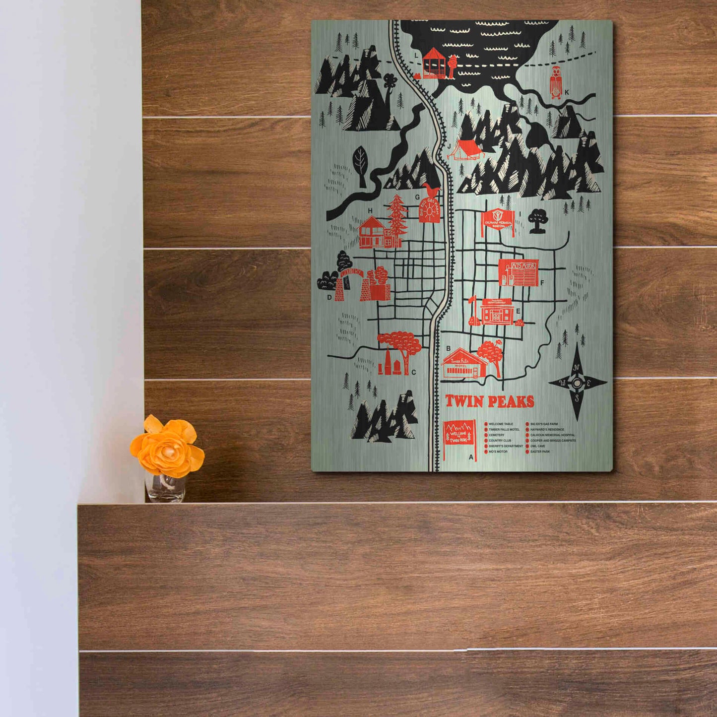 Luxe Metal Art 'Welcome to Twinpeaks' by Robert Farkas, Metal Wall Art,12x16