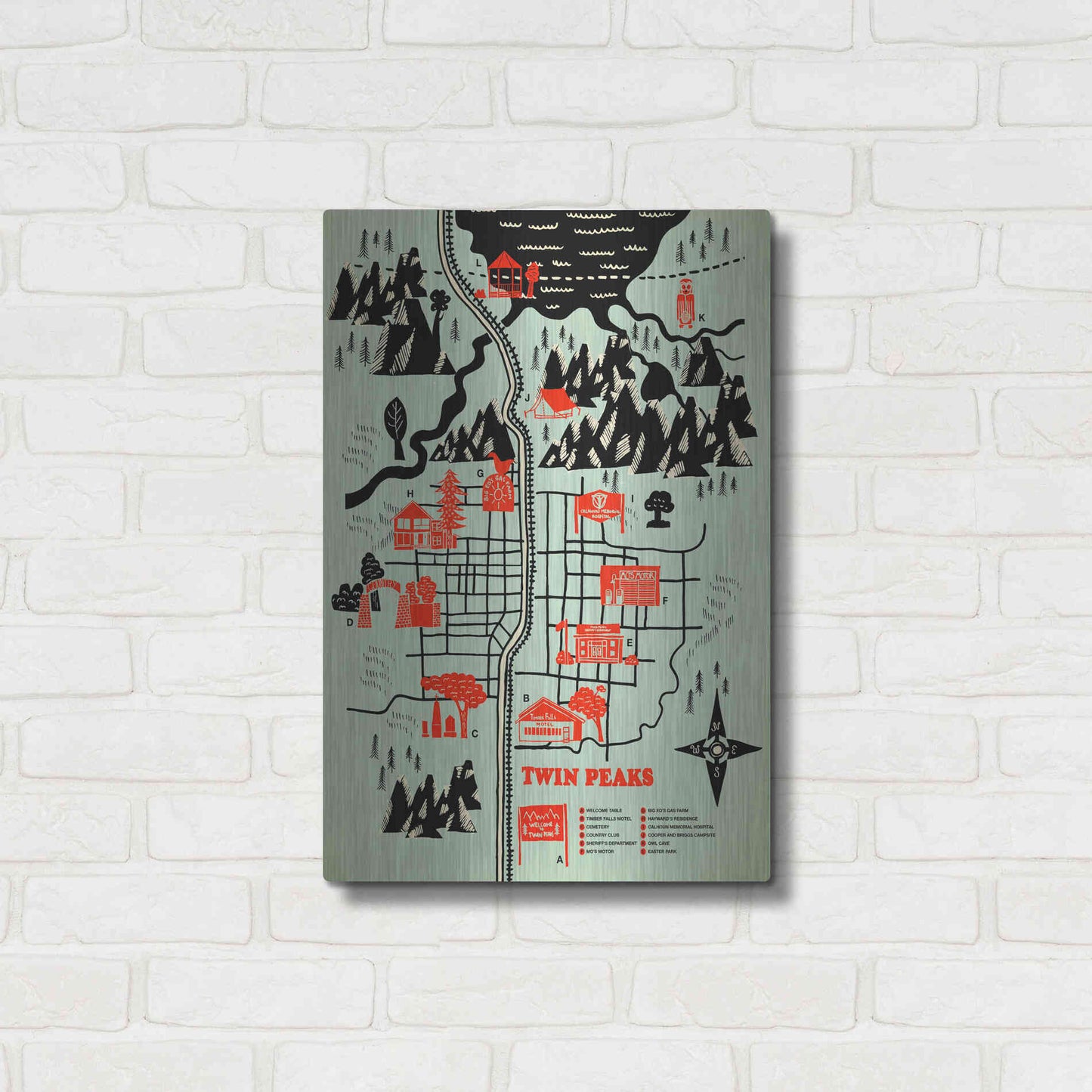 Luxe Metal Art 'Welcome to Twinpeaks' by Robert Farkas, Metal Wall Art,16x24