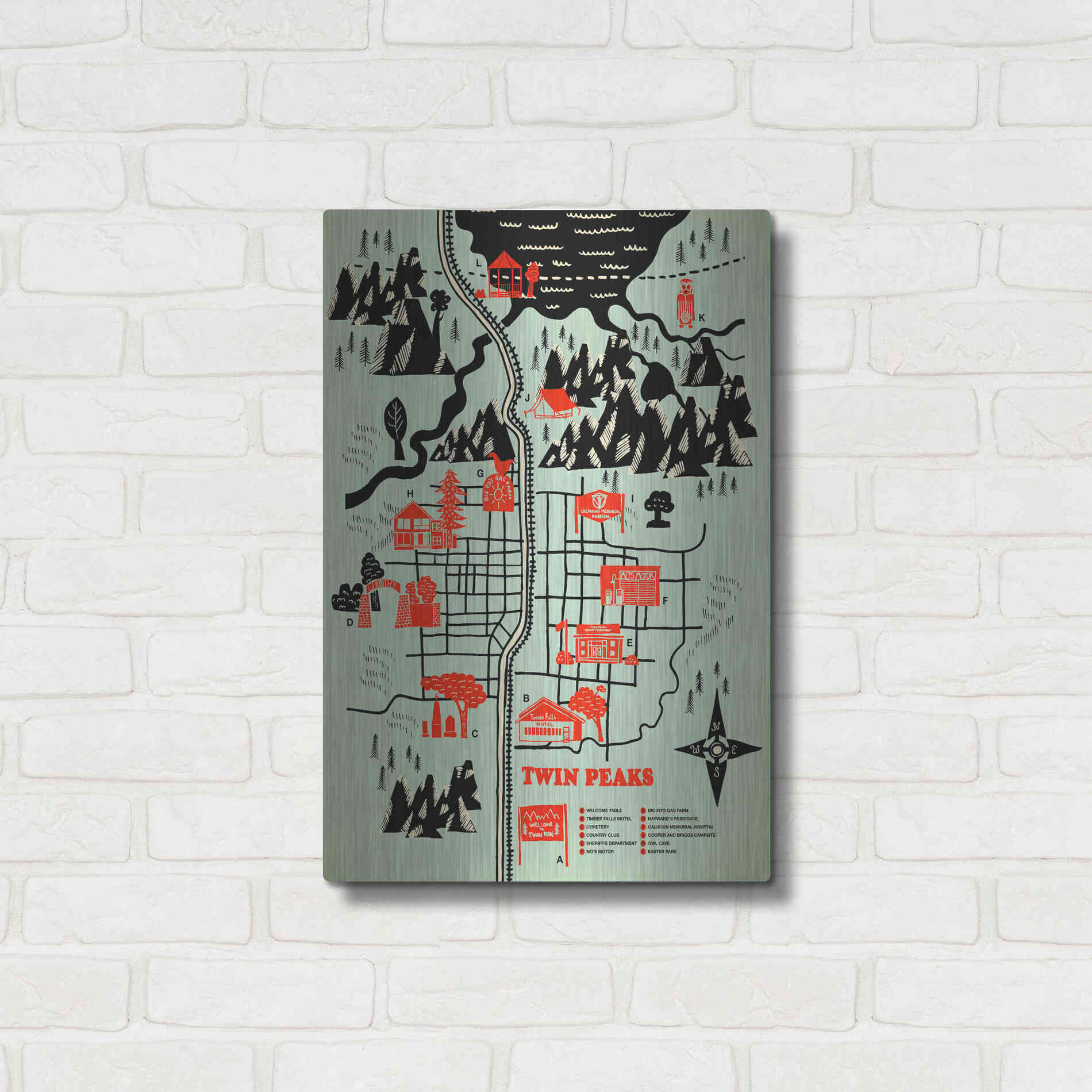 Luxe Metal Art 'Welcome to Twinpeaks' by Robert Farkas, Metal Wall Art,16x24