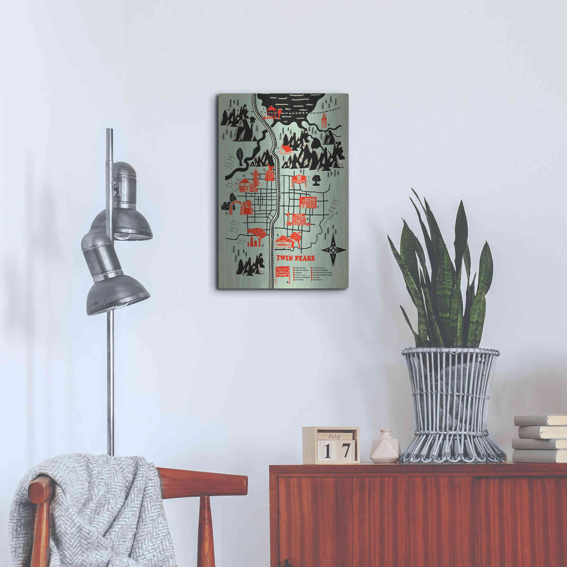 Luxe Metal Art 'Welcome to Twinpeaks' by Robert Farkas, Metal Wall Art,16x24