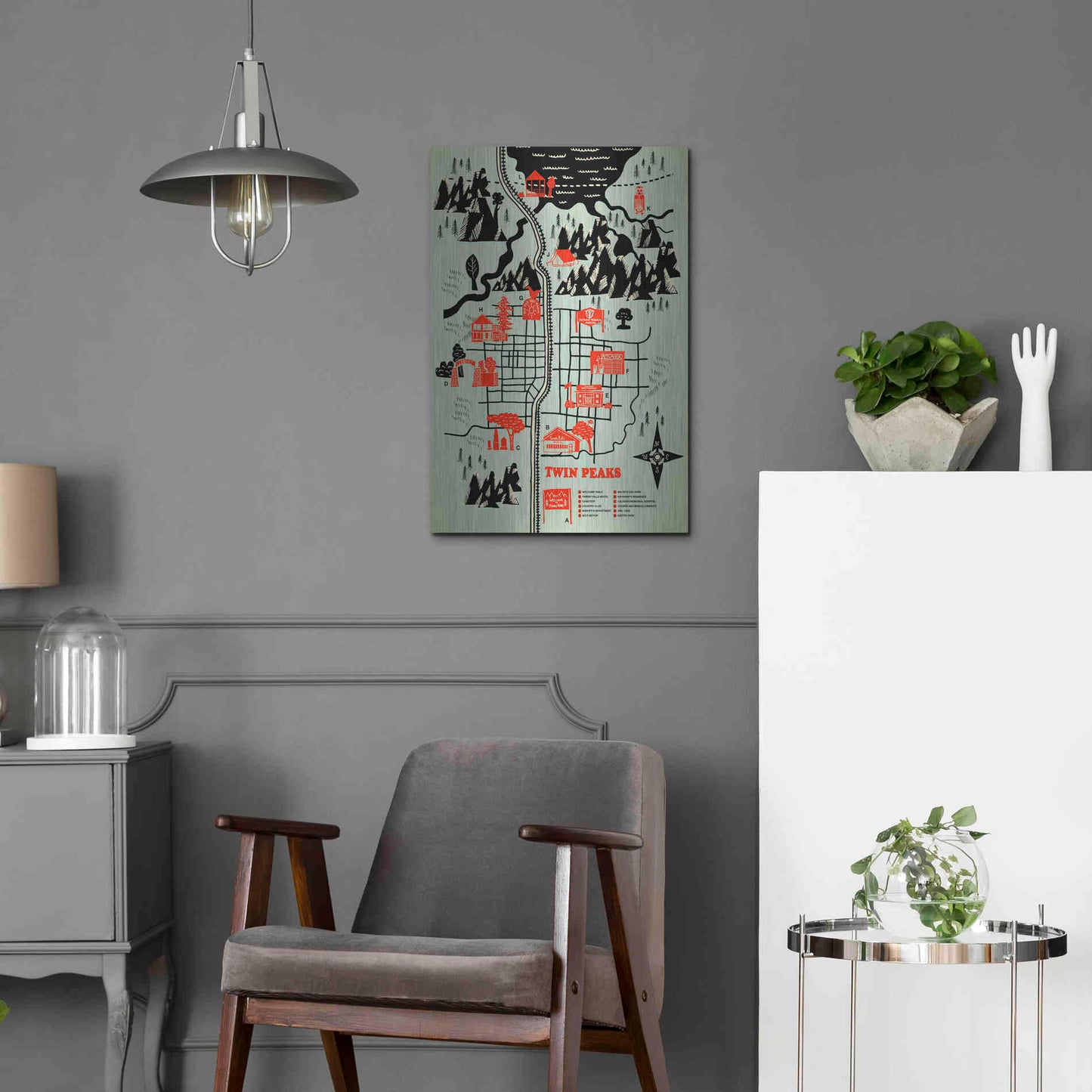 Luxe Metal Art 'Welcome to Twinpeaks' by Robert Farkas, Metal Wall Art,16x24