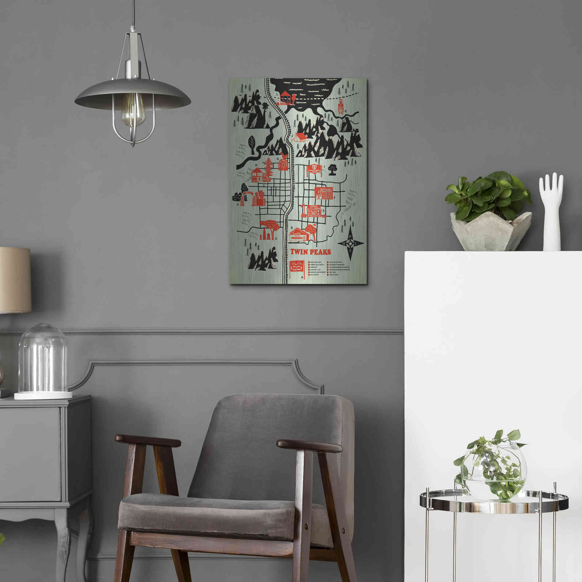 Luxe Metal Art 'Welcome to Twinpeaks' by Robert Farkas, Metal Wall Art,16x24