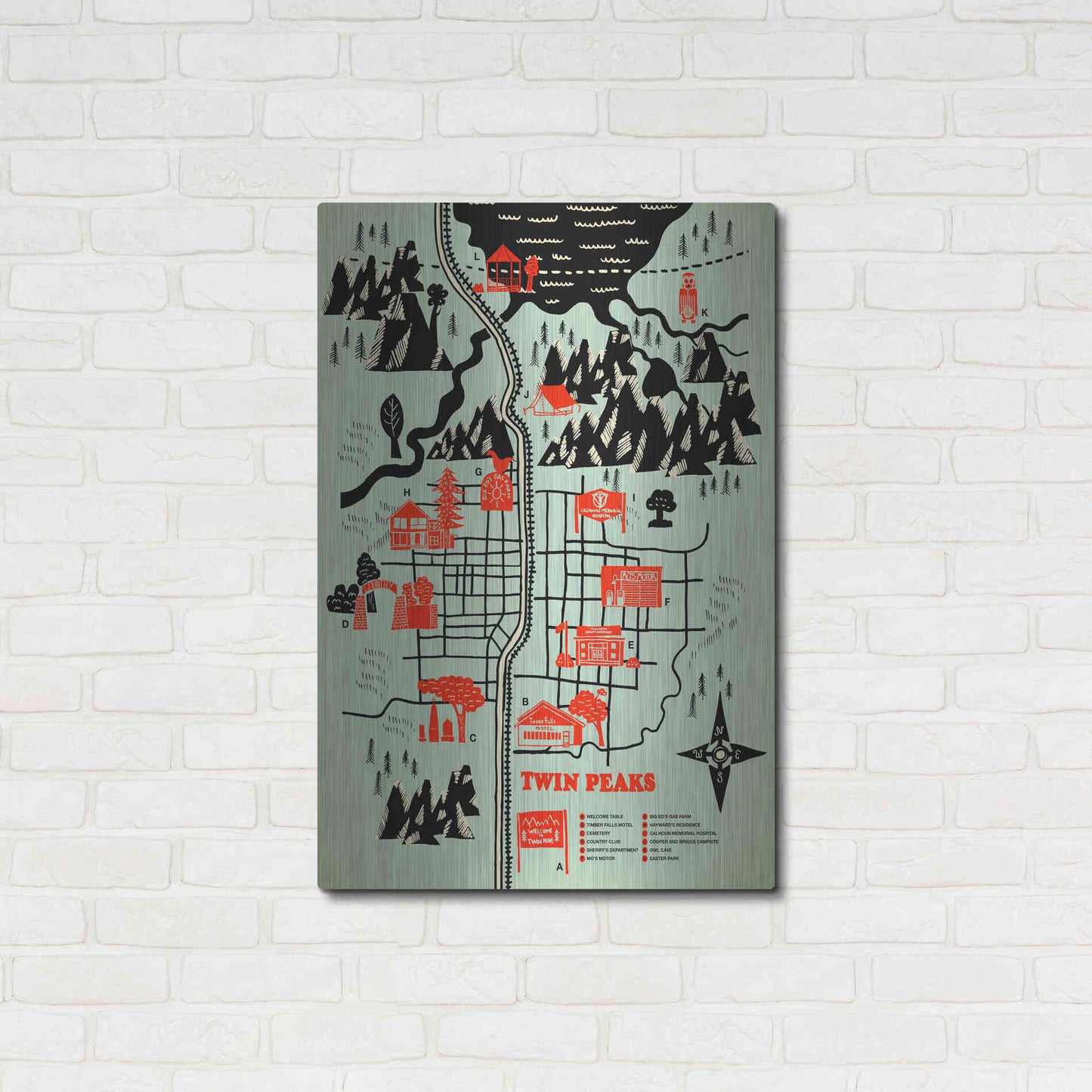 Luxe Metal Art 'Welcome to Twinpeaks' by Robert Farkas, Metal Wall Art,24x36