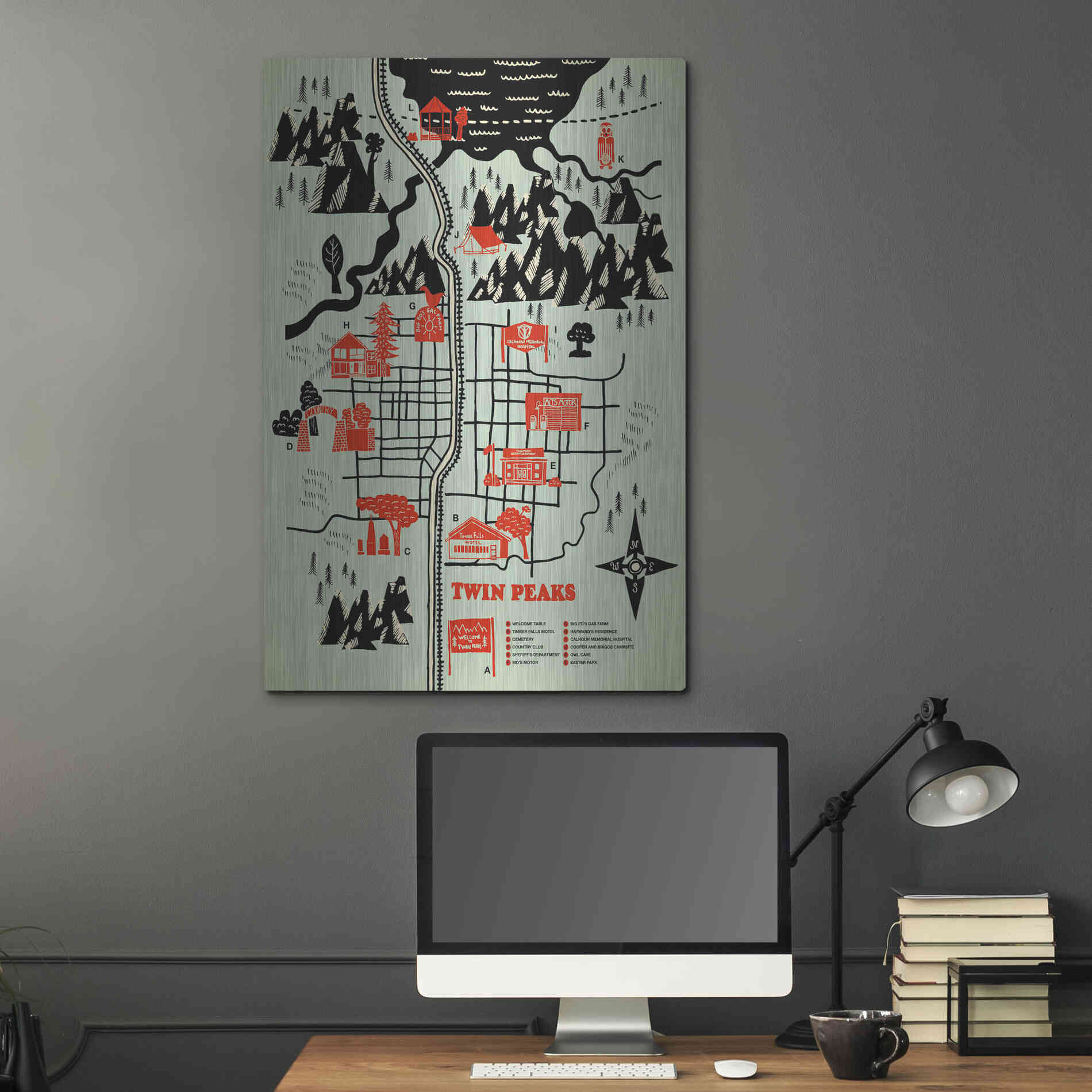 Luxe Metal Art 'Welcome to Twinpeaks' by Robert Farkas, Metal Wall Art,24x36