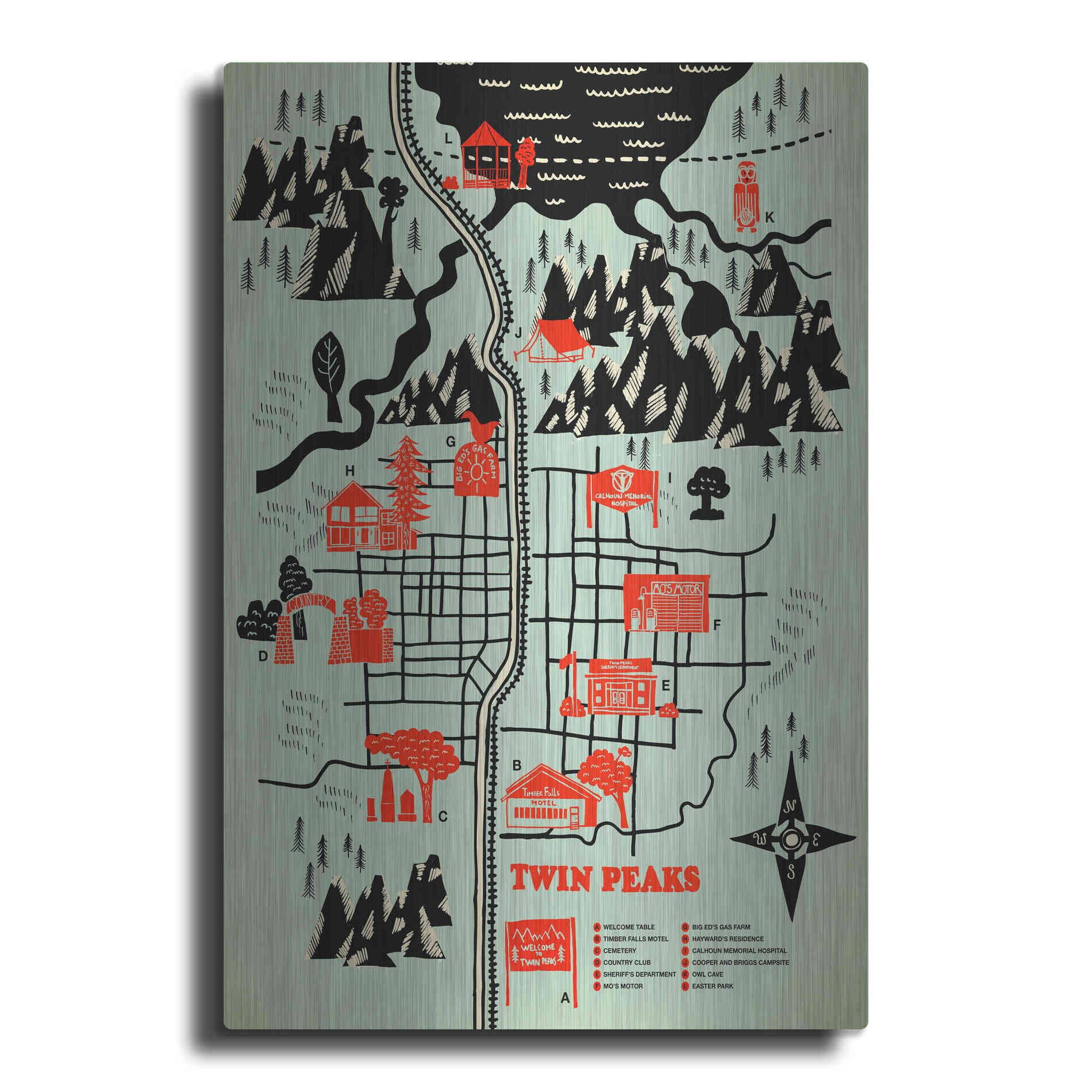 Luxe Metal Art 'Welcome to Twinpeaks' by Robert Farkas, Metal Wall Art