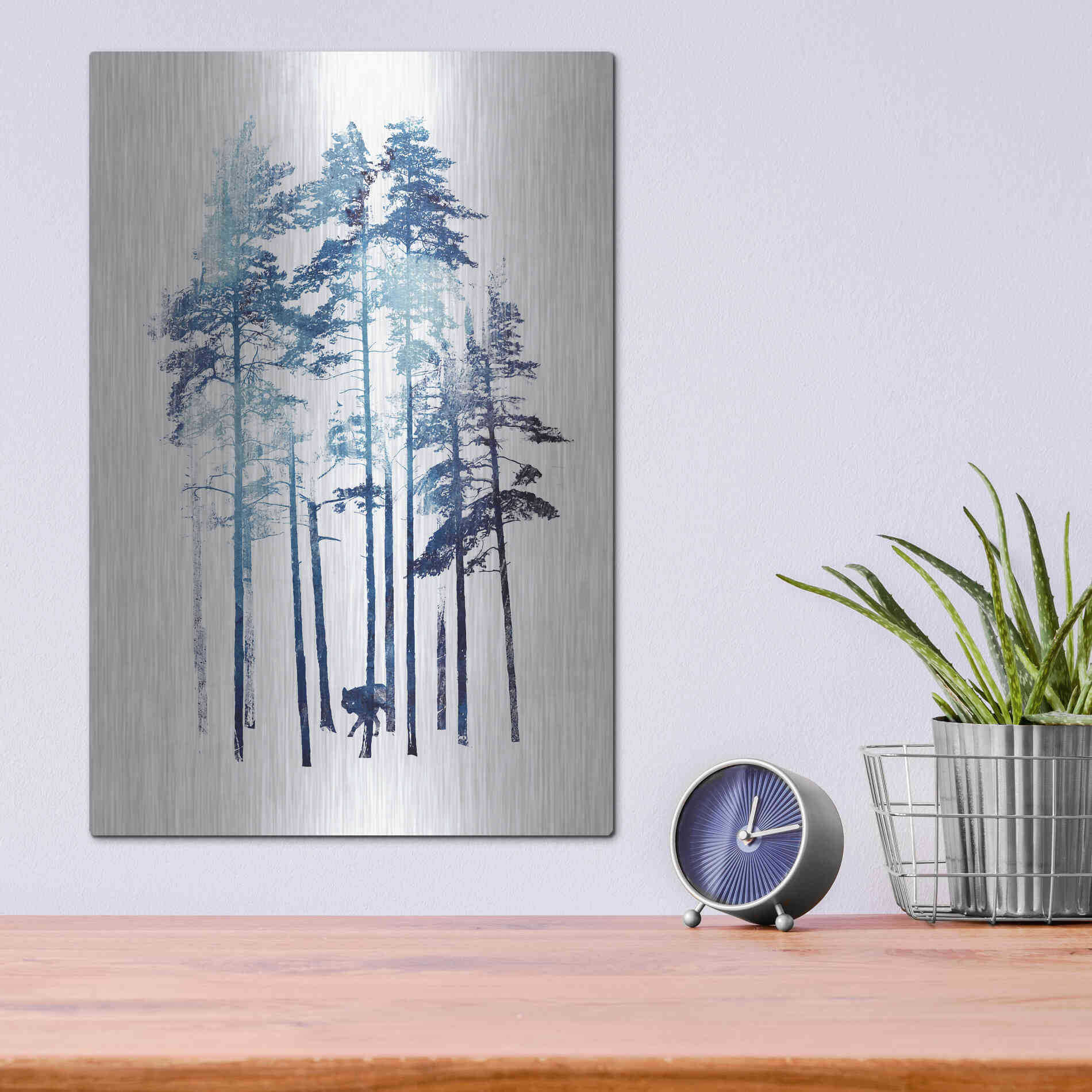 Luxe Metal Art 'Winter Wolf' by Robert Farkas, Metal Wall Art,12x16