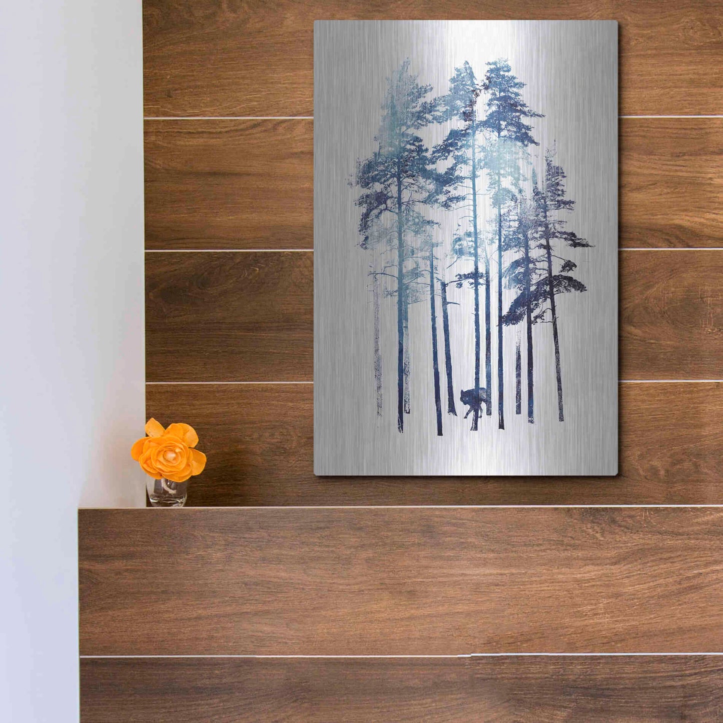 Luxe Metal Art 'Winter Wolf' by Robert Farkas, Metal Wall Art,12x16