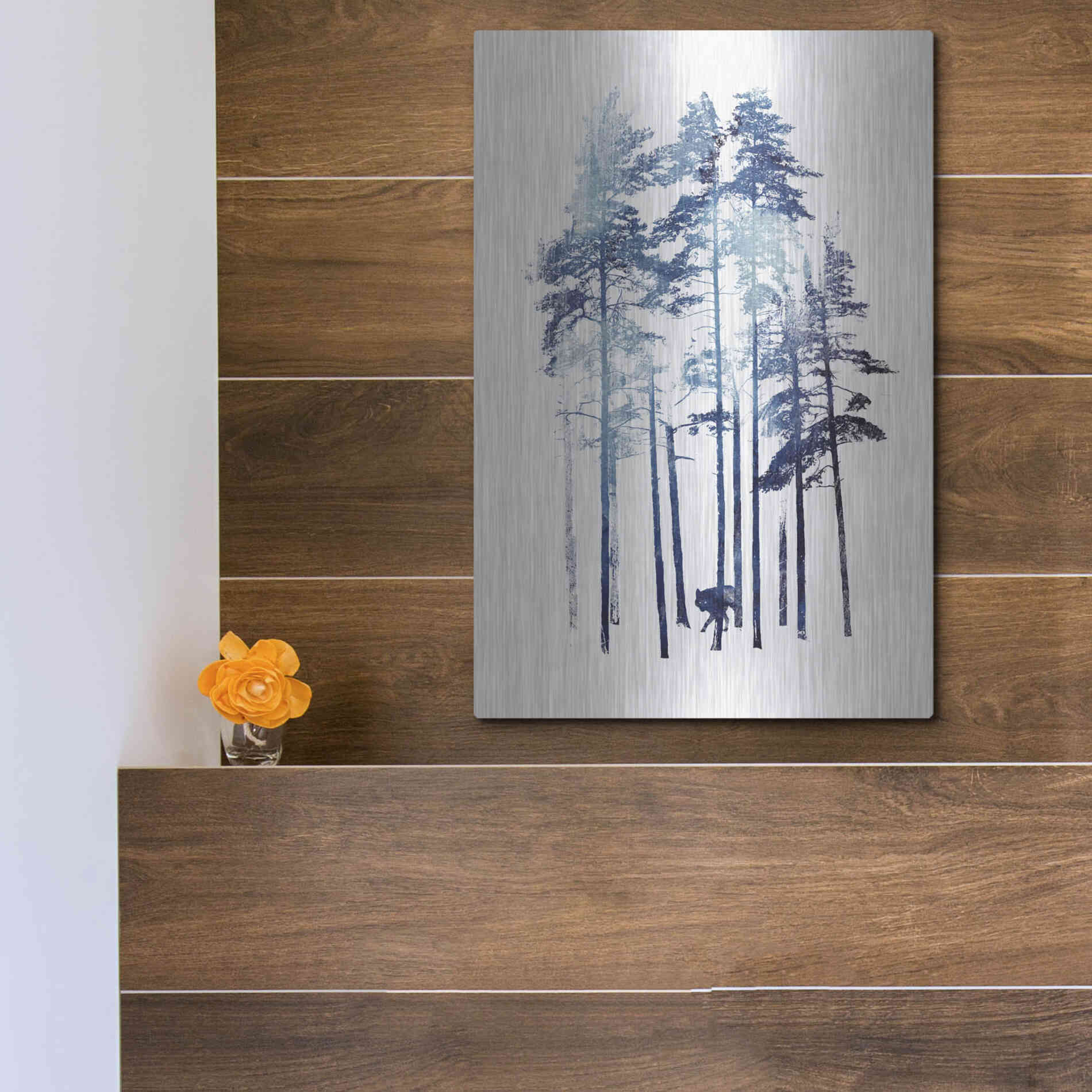 Luxe Metal Art 'Winter Wolf' by Robert Farkas, Metal Wall Art,12x16