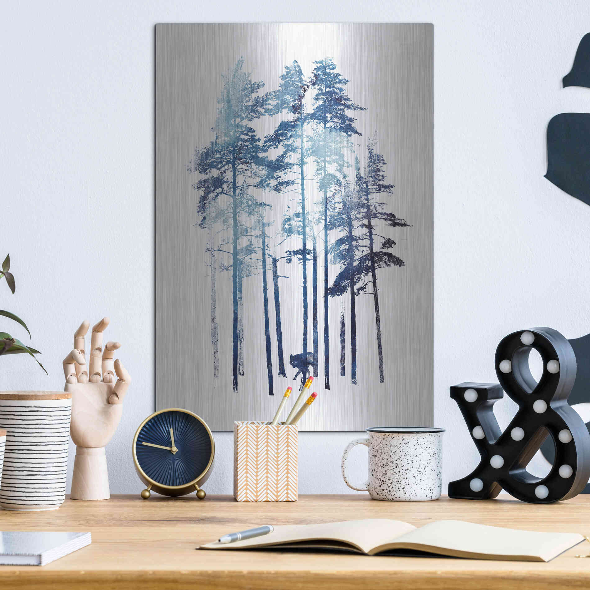 Luxe Metal Art 'Winter Wolf' by Robert Farkas, Metal Wall Art,12x16