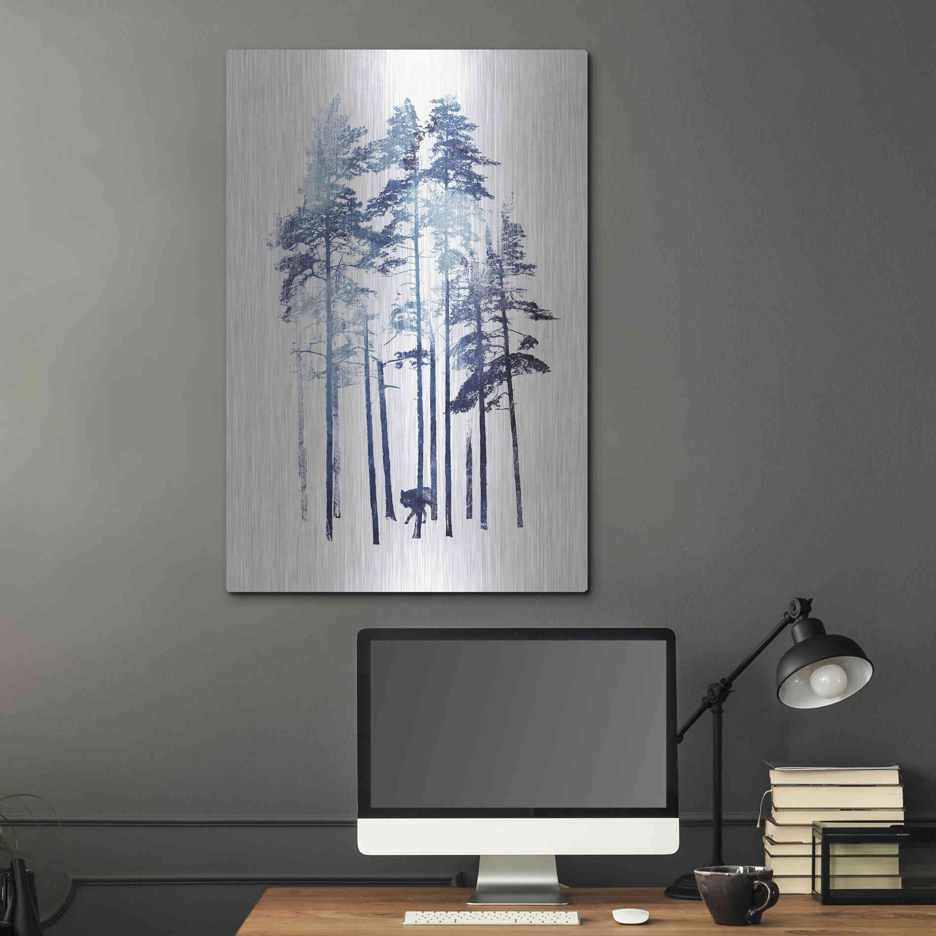 Luxe Metal Art 'Winter Wolf' by Robert Farkas, Metal Wall Art,24x36