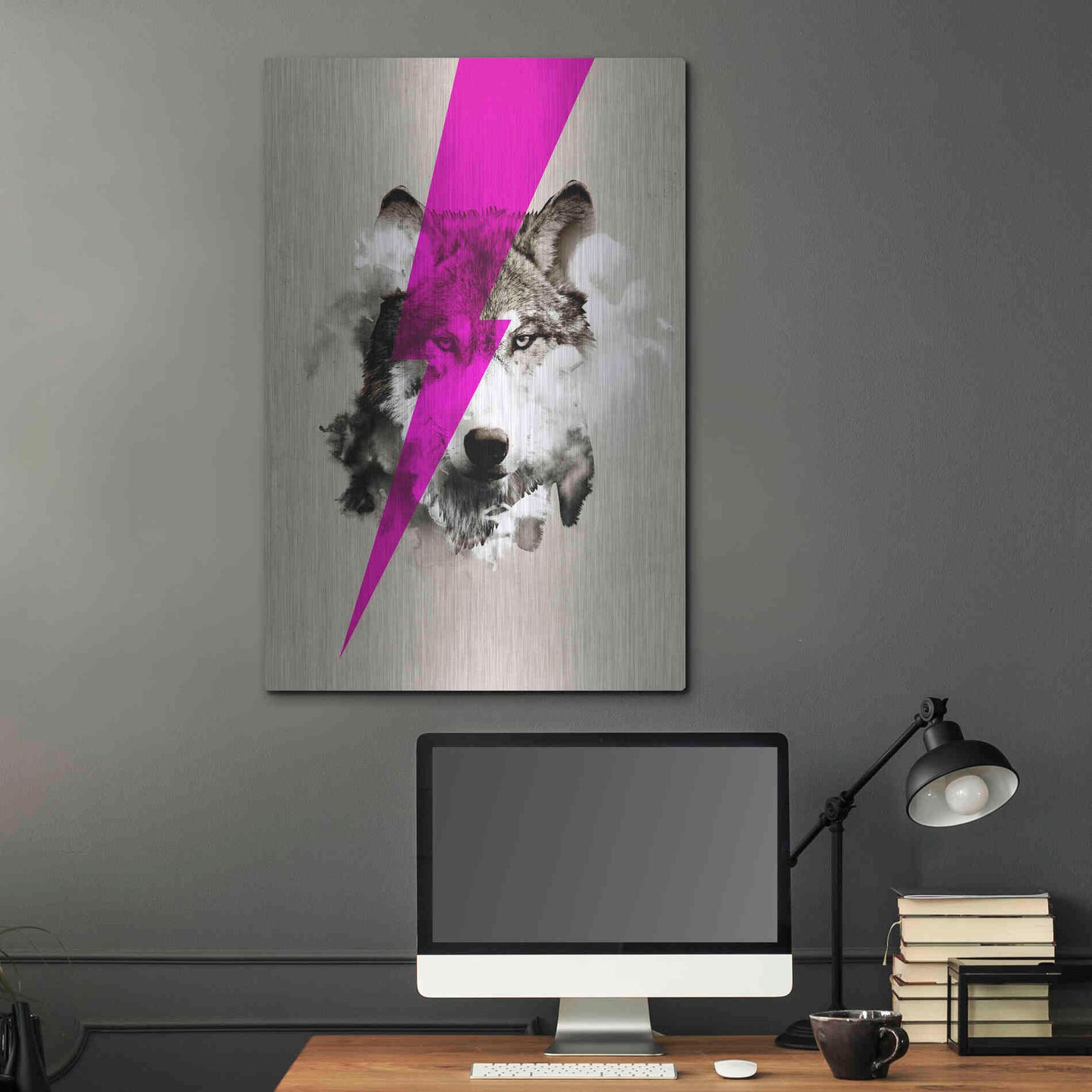 Luxe Metal Art 'Wolf Rocks' by Robert Farkas, Metal Wall Art,24x36