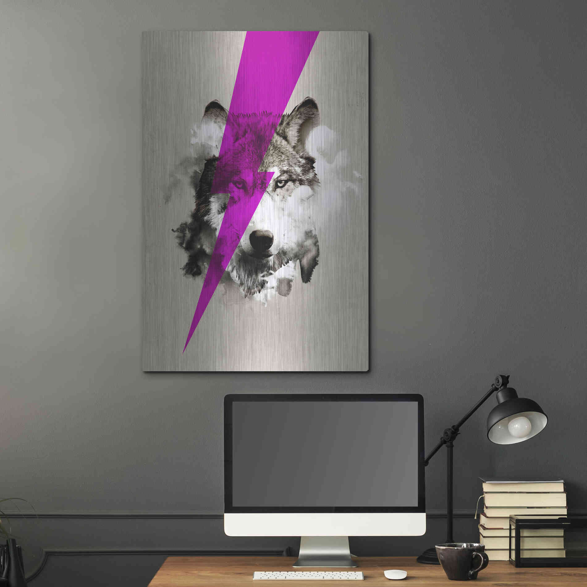 Luxe Metal Art 'Wolf Rocks' by Robert Farkas, Metal Wall Art,24x36