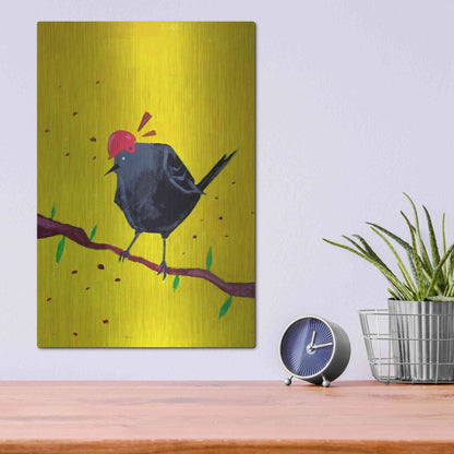 Luxe Metal Art 'Messenger Bird No. 1' by Robert Filiuta, Metal Wall Art,12x16