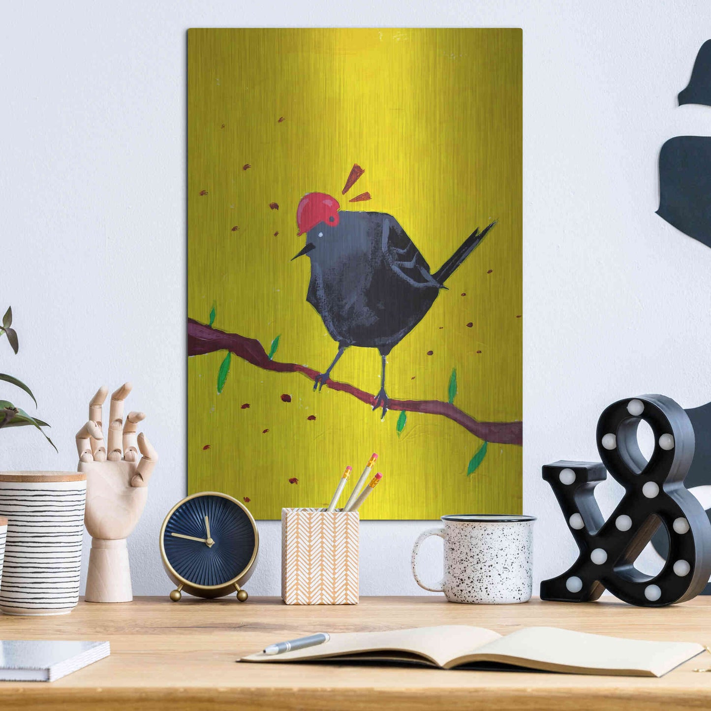 Luxe Metal Art 'Messenger Bird No. 1' by Robert Filiuta, Metal Wall Art,12x16