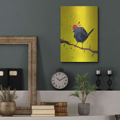 Luxe Metal Art 'Messenger Bird No. 1' by Robert Filiuta, Metal Wall Art,12x16