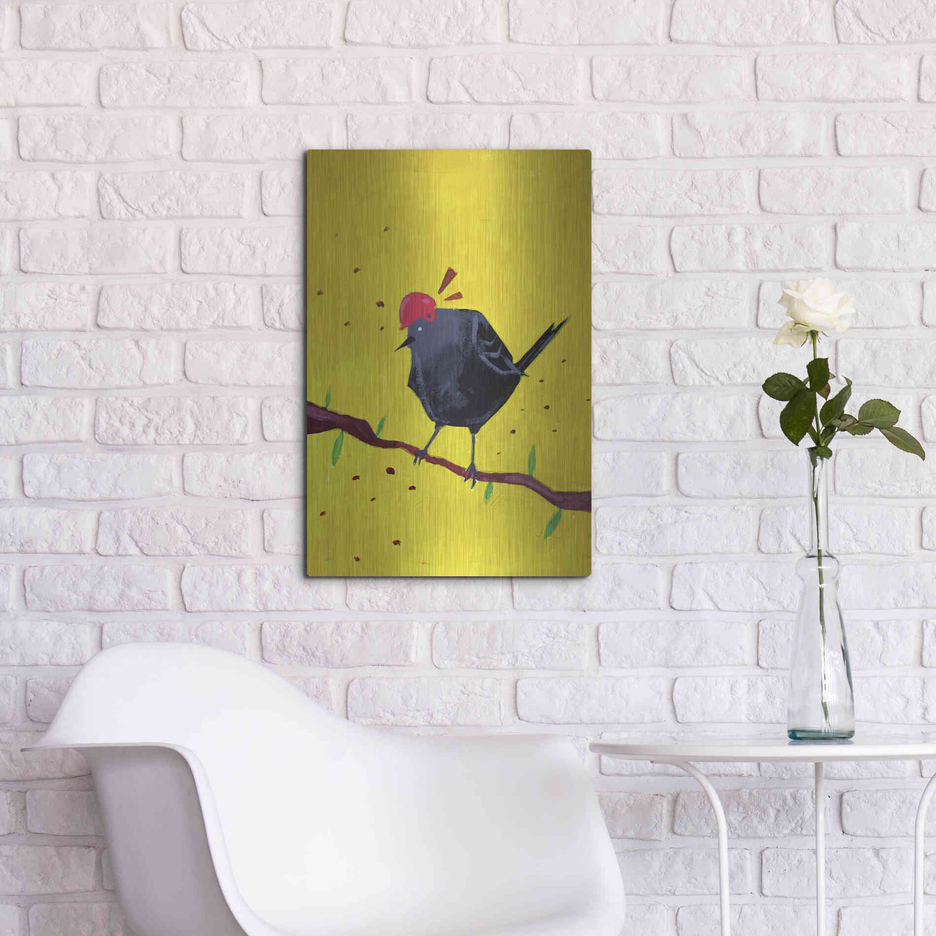 Luxe Metal Art 'Messenger Bird No. 1' by Robert Filiuta, Metal Wall Art,16x24