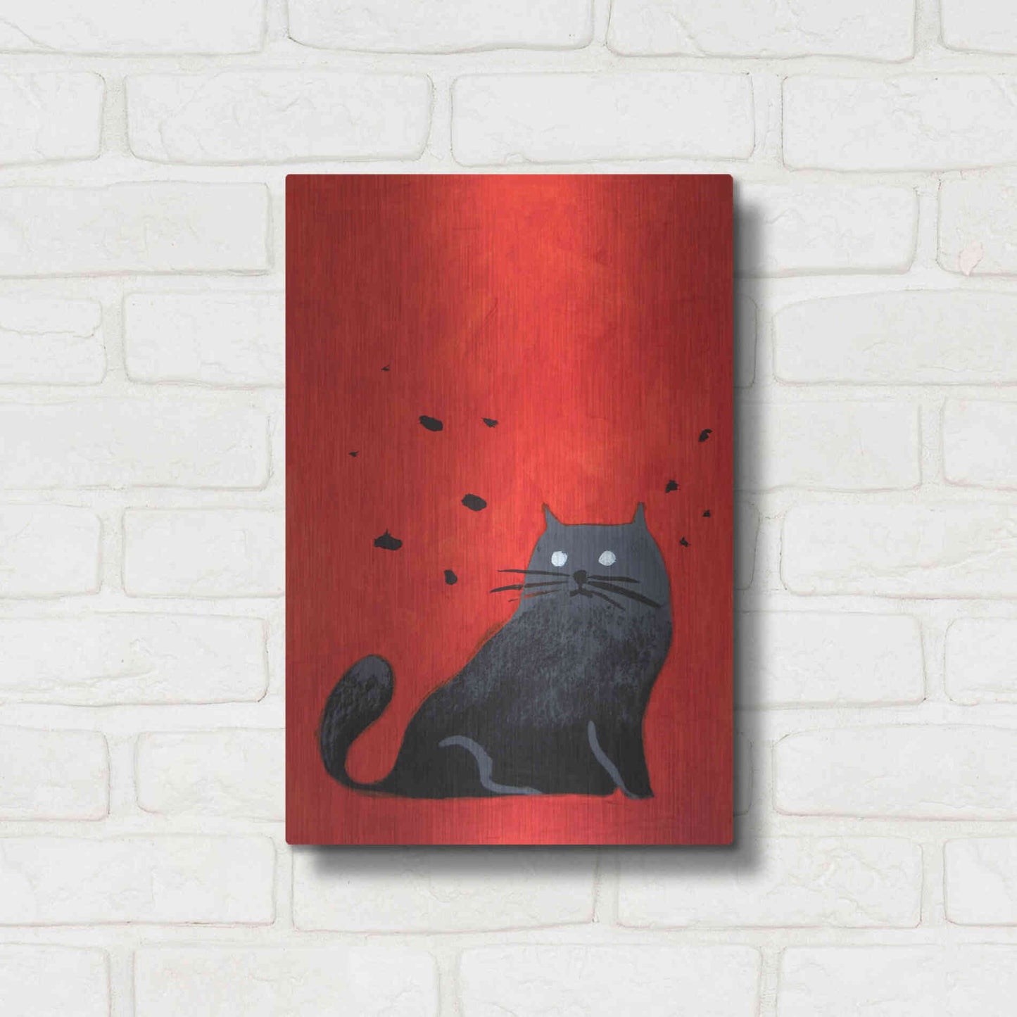 Luxe Metal Art 'Stray Black Cat' by Robert Filiuta, Metal Wall Art,12x16