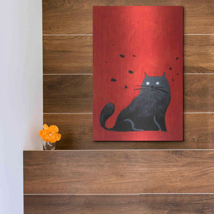 Luxe Metal Art 'Stray Black Cat' by Robert Filiuta, Metal Wall Art,12x16