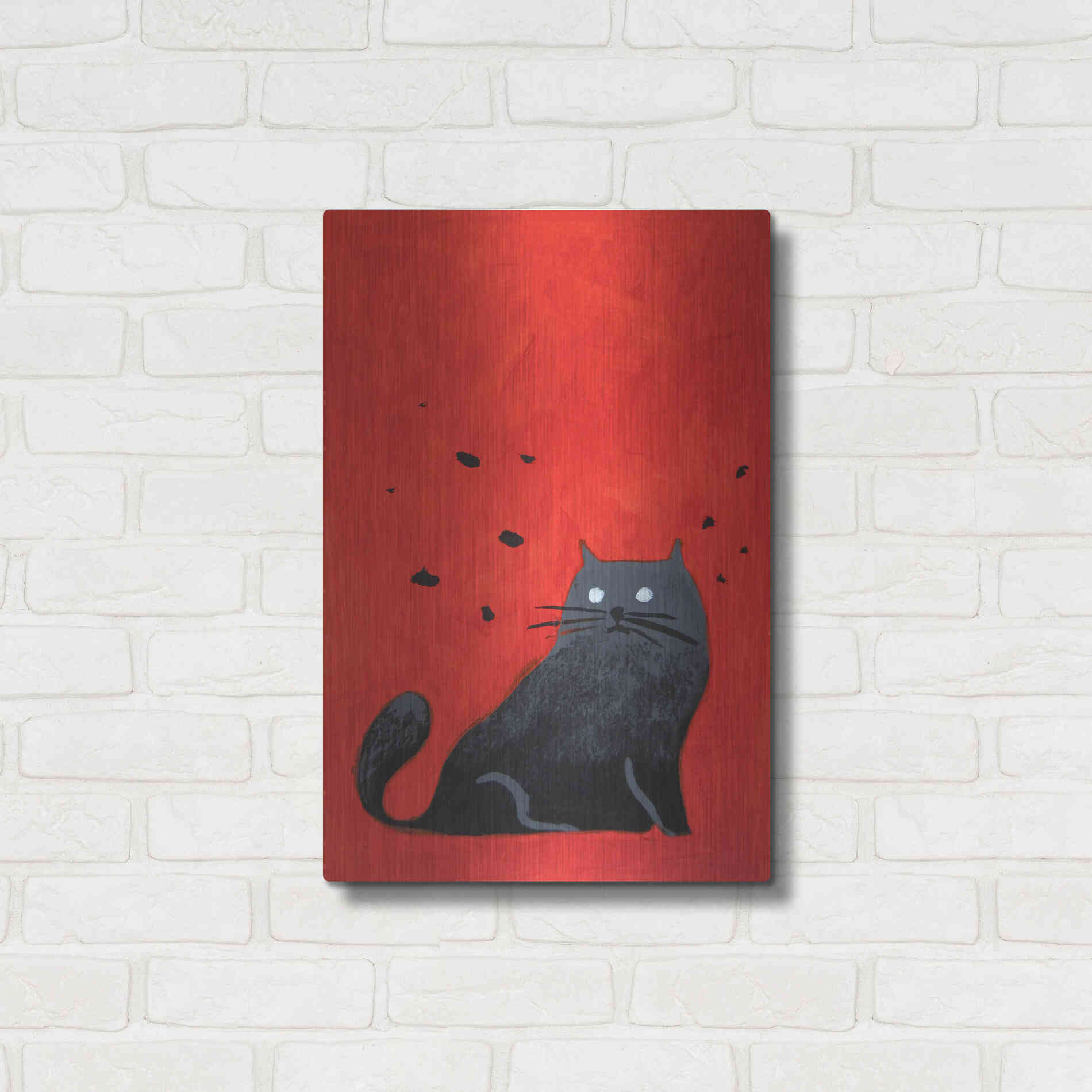 Luxe Metal Art 'Stray Black Cat' by Robert Filiuta, Metal Wall Art,16x24