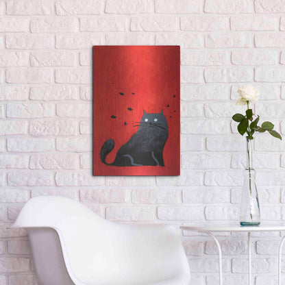 Luxe Metal Art 'Stray Black Cat' by Robert Filiuta, Metal Wall Art,16x24