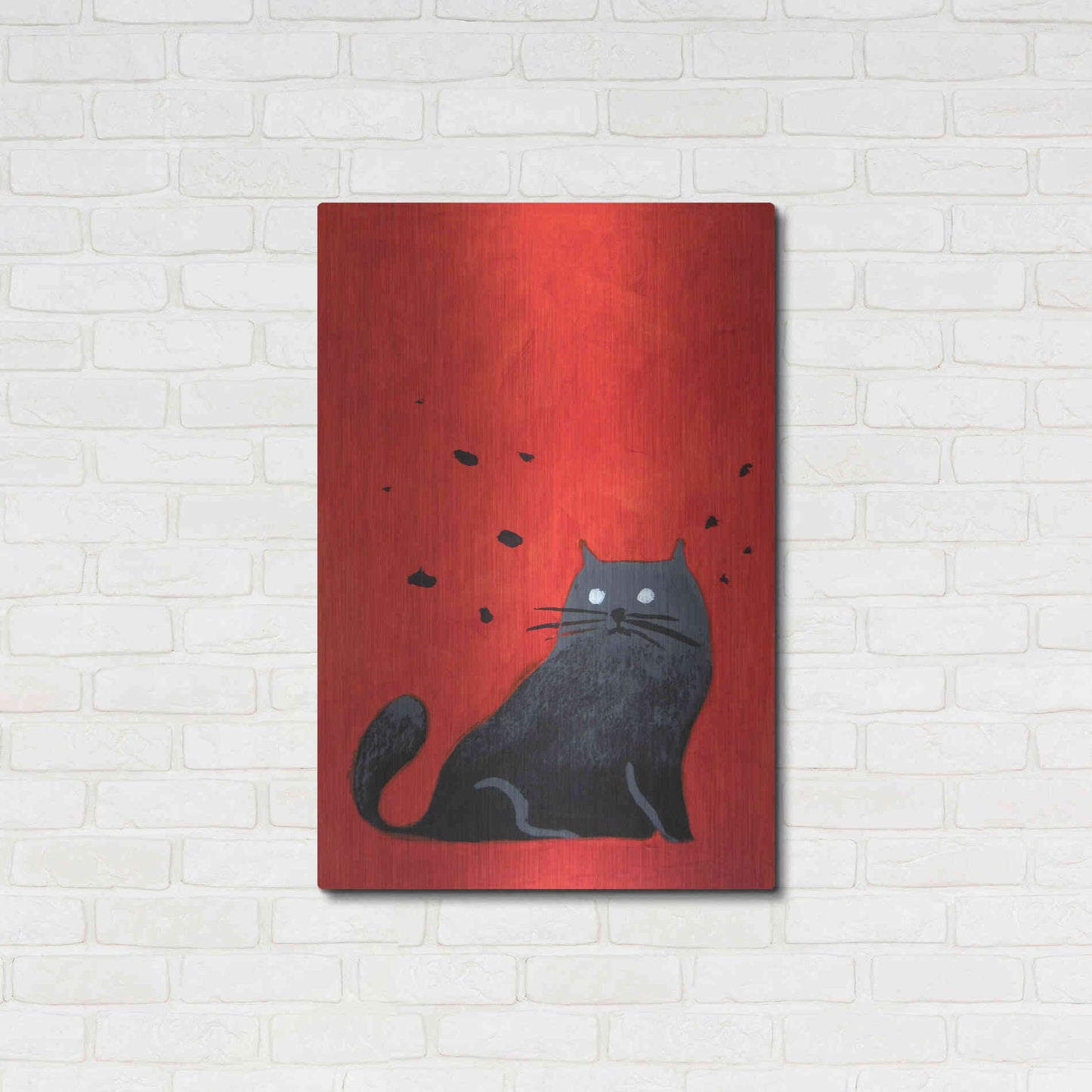 Luxe Metal Art 'Stray Black Cat' by Robert Filiuta, Metal Wall Art,24x36