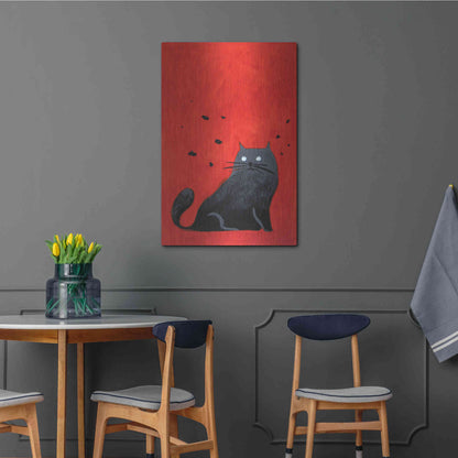 Luxe Metal Art 'Stray Black Cat' by Robert Filiuta, Metal Wall Art,24x36