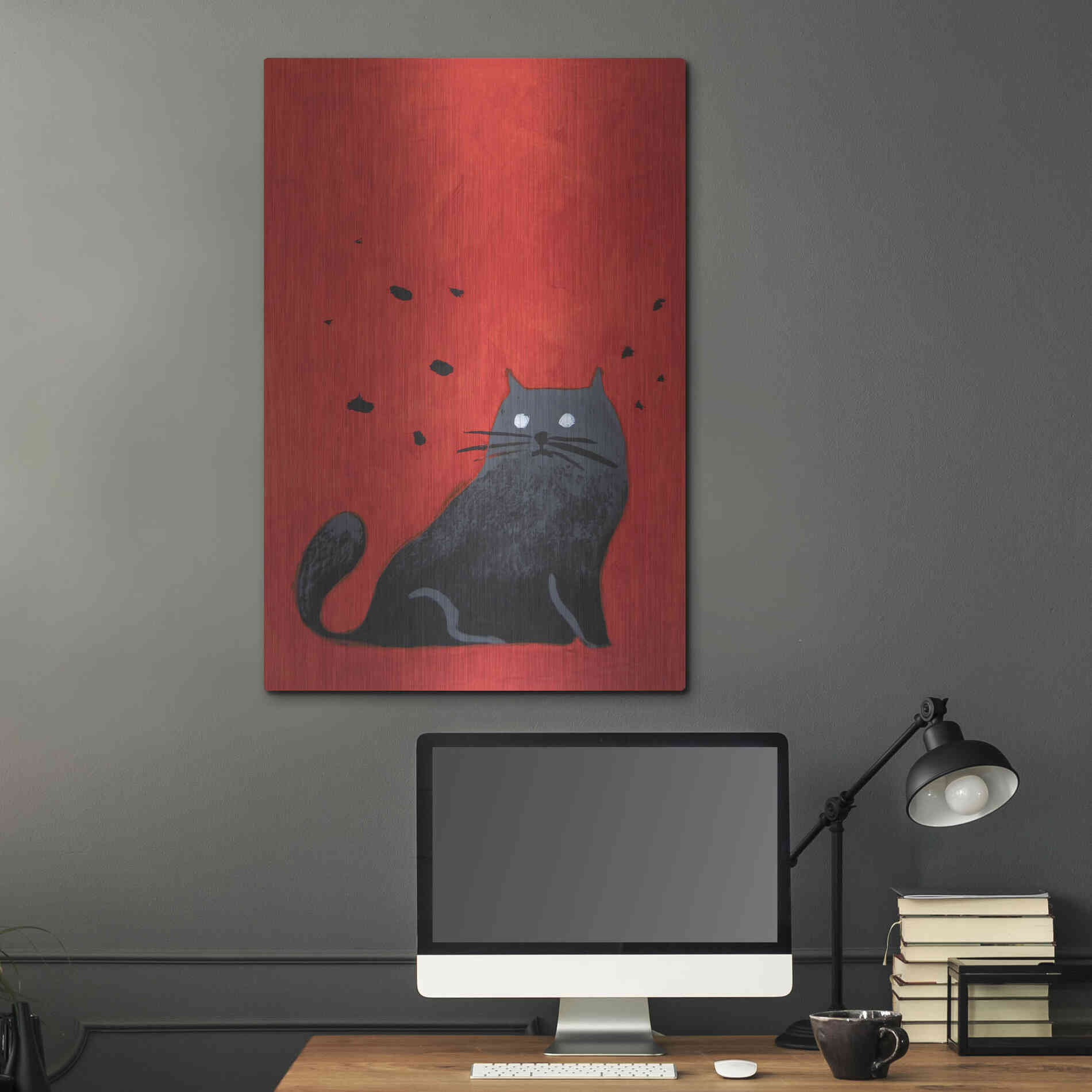 Luxe Metal Art 'Stray Black Cat' by Robert Filiuta, Metal Wall Art,24x36