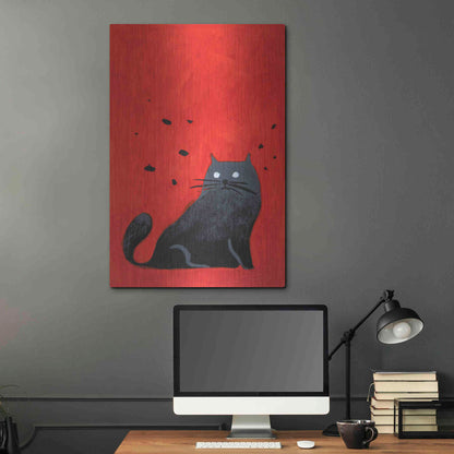 Luxe Metal Art 'Stray Black Cat' by Robert Filiuta, Metal Wall Art,24x36