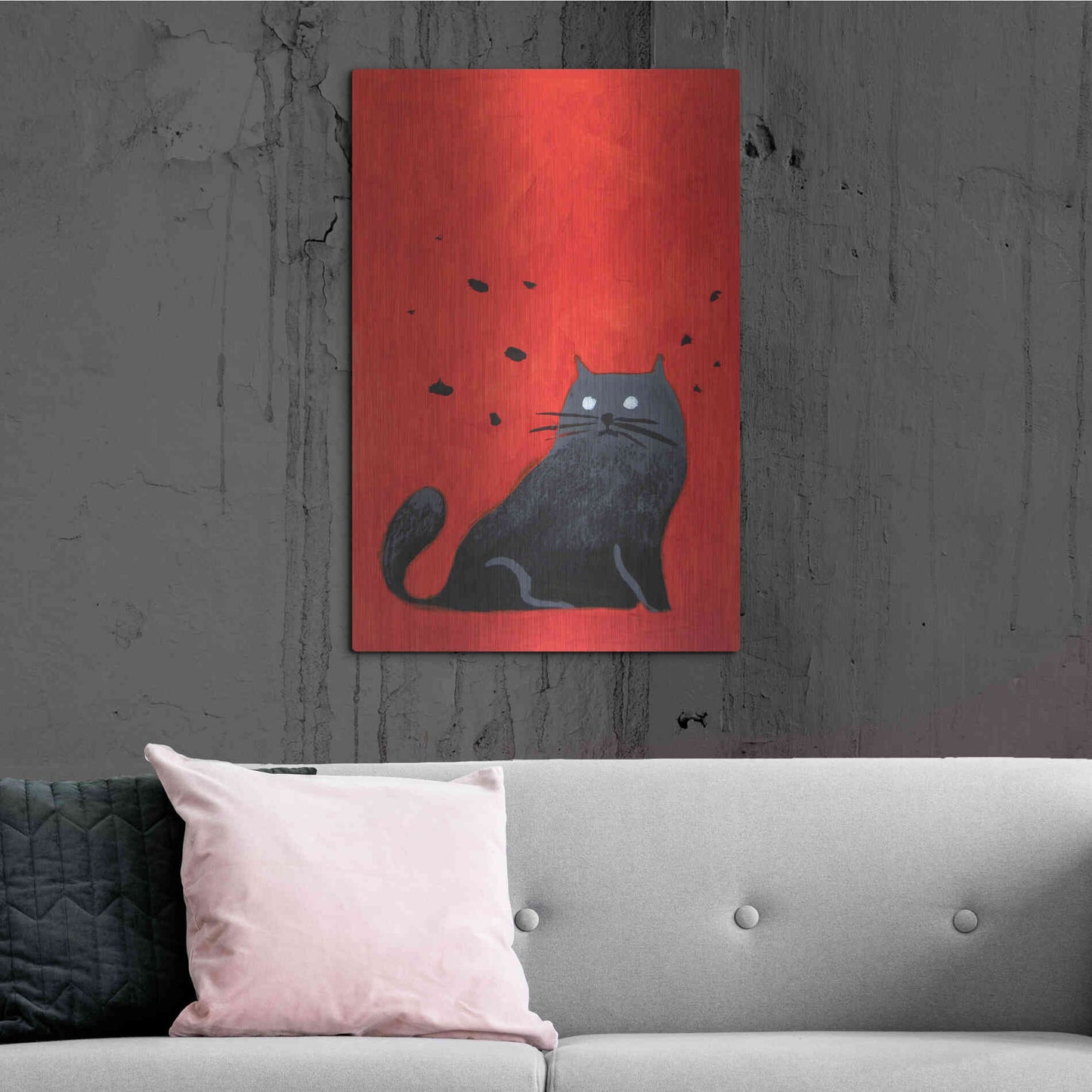 Luxe Metal Art 'Stray Black Cat' by Robert Filiuta, Metal Wall Art,24x36