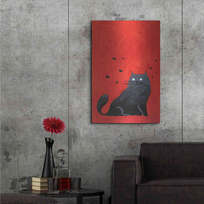 Luxe Metal Art 'Stray Black Cat' by Robert Filiuta, Metal Wall Art,24x36