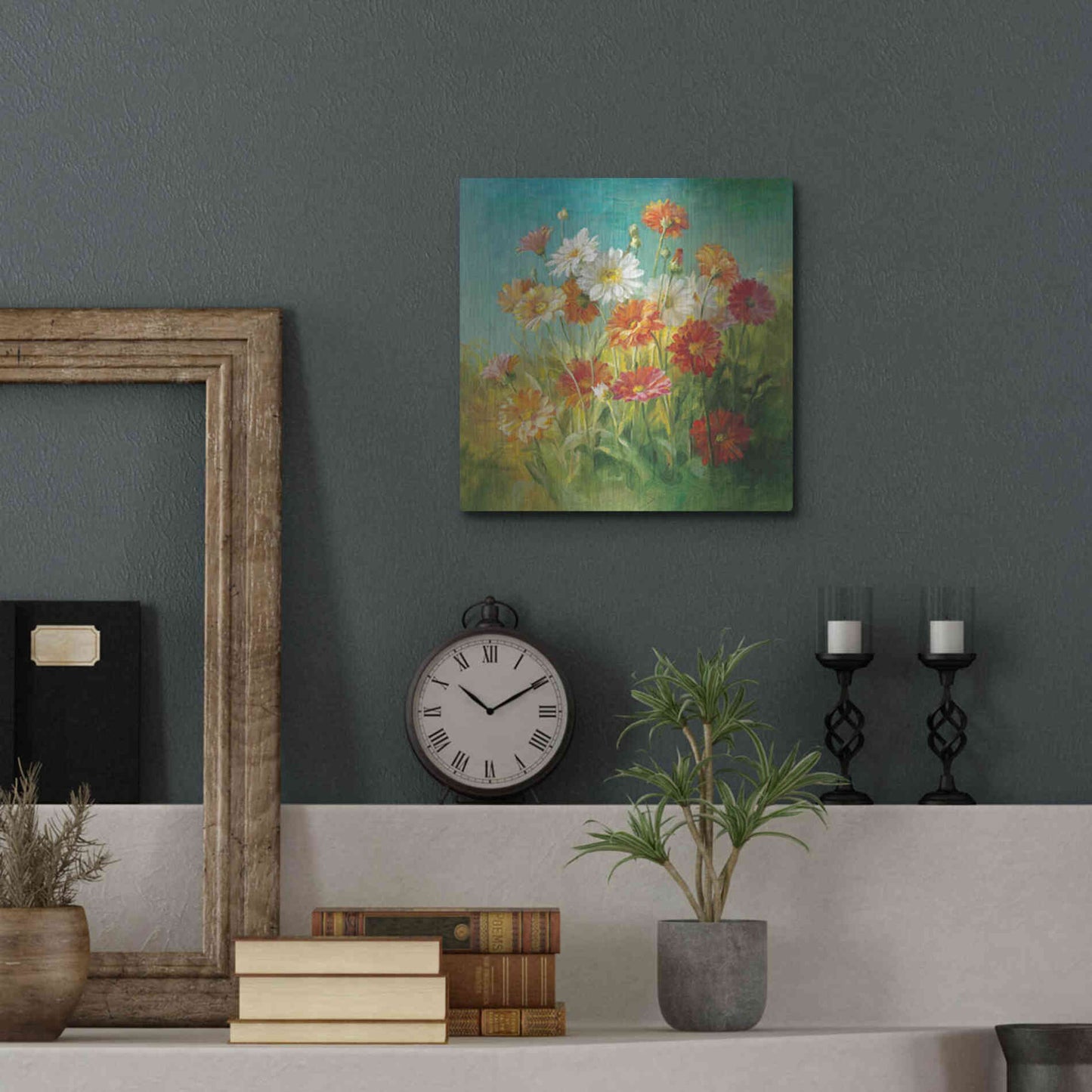 Luxe Metal Art 'Painted Daisies' by Danhui Nai, Metal Wall Art,12x12