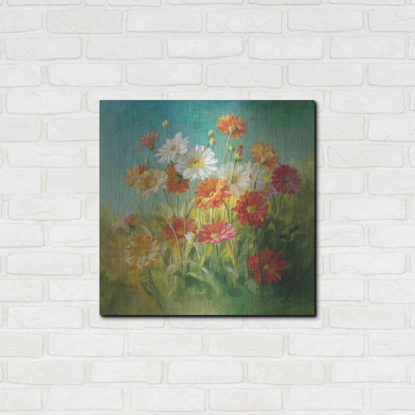 Luxe Metal Art 'Painted Daisies' by Danhui Nai, Metal Wall Art,24x24