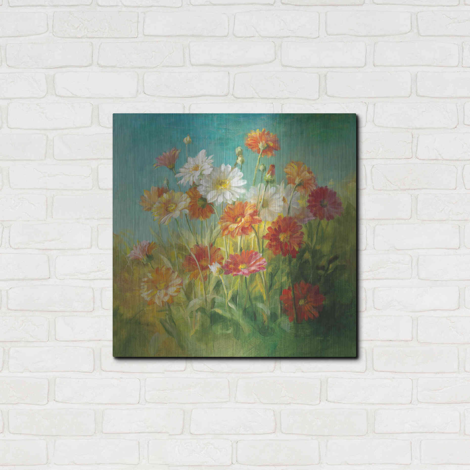 Luxe Metal Art 'Painted Daisies' by Danhui Nai, Metal Wall Art,24x24