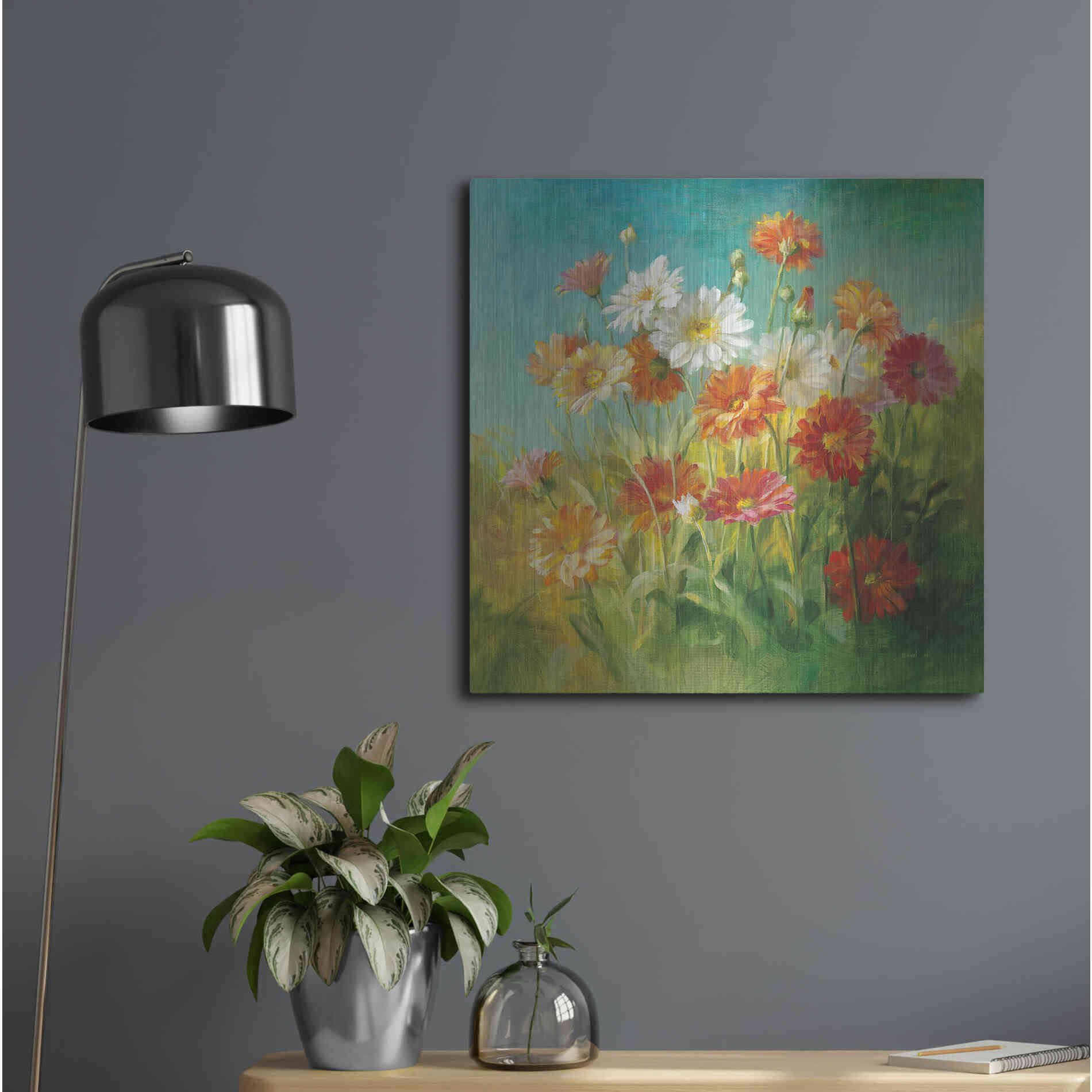 Luxe Metal Art 'Painted Daisies' by Danhui Nai, Metal Wall Art,24x24