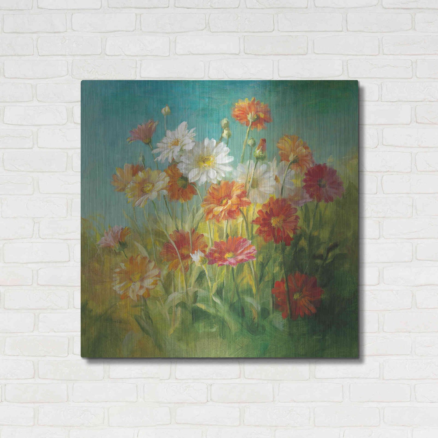 Luxe Metal Art 'Painted Daisies' by Danhui Nai, Metal Wall Art,36x36