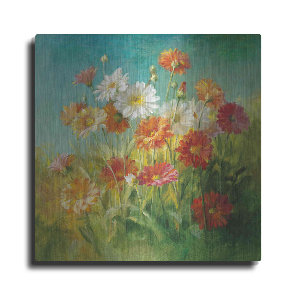 Luxe Metal Art 'Painted Daisies' by Danhui Nai, Metal Wall Art