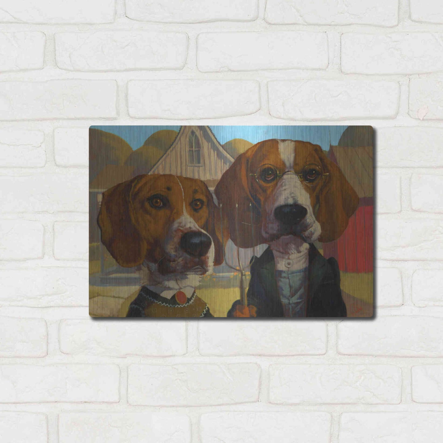 Luxe Metal Art 'American Gothic' by Thomas Fluharty, Metal Wall Art,16x12