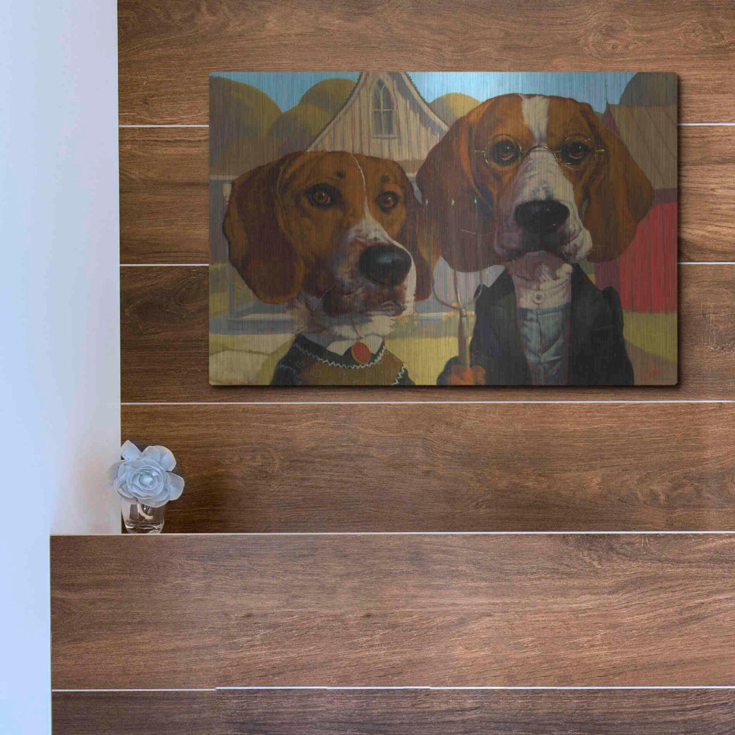 Luxe Metal Art 'American Gothic' by Thomas Fluharty, Metal Wall Art,16x12