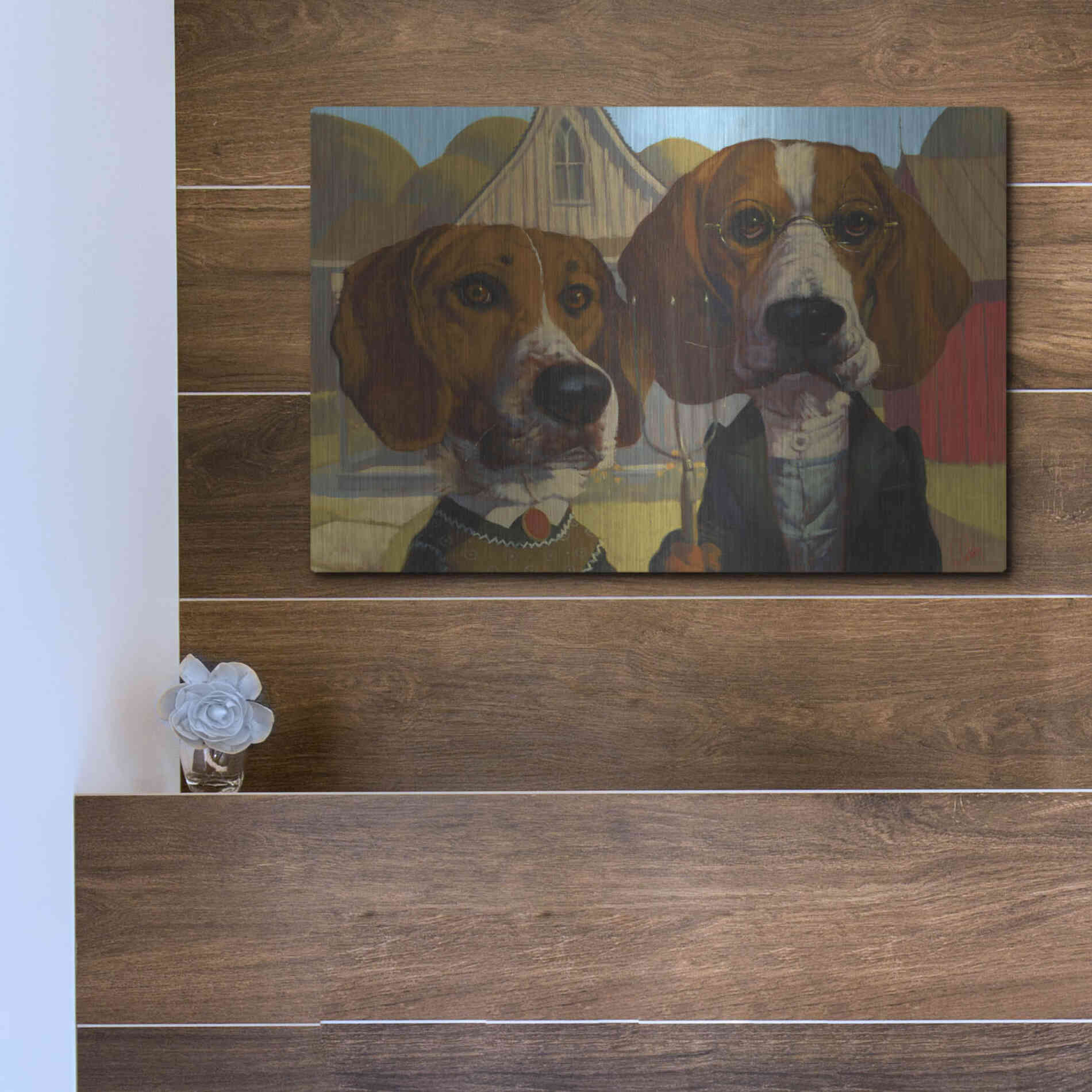 Luxe Metal Art 'American Gothic' by Thomas Fluharty, Metal Wall Art,16x12